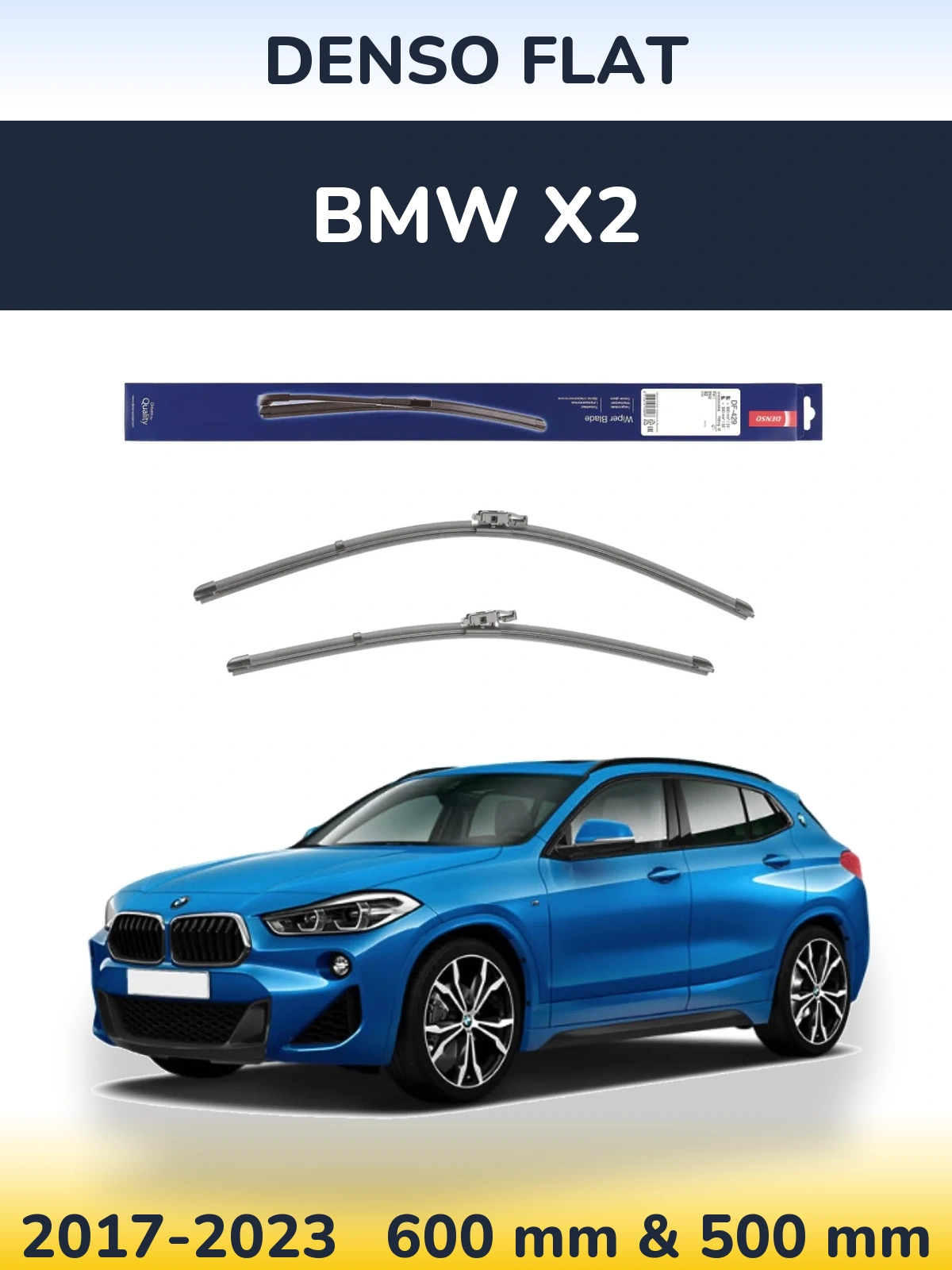 Komplet przednich wycieraczek Denso Flat 600 & 500 mm do BMW X2 2017-2023
