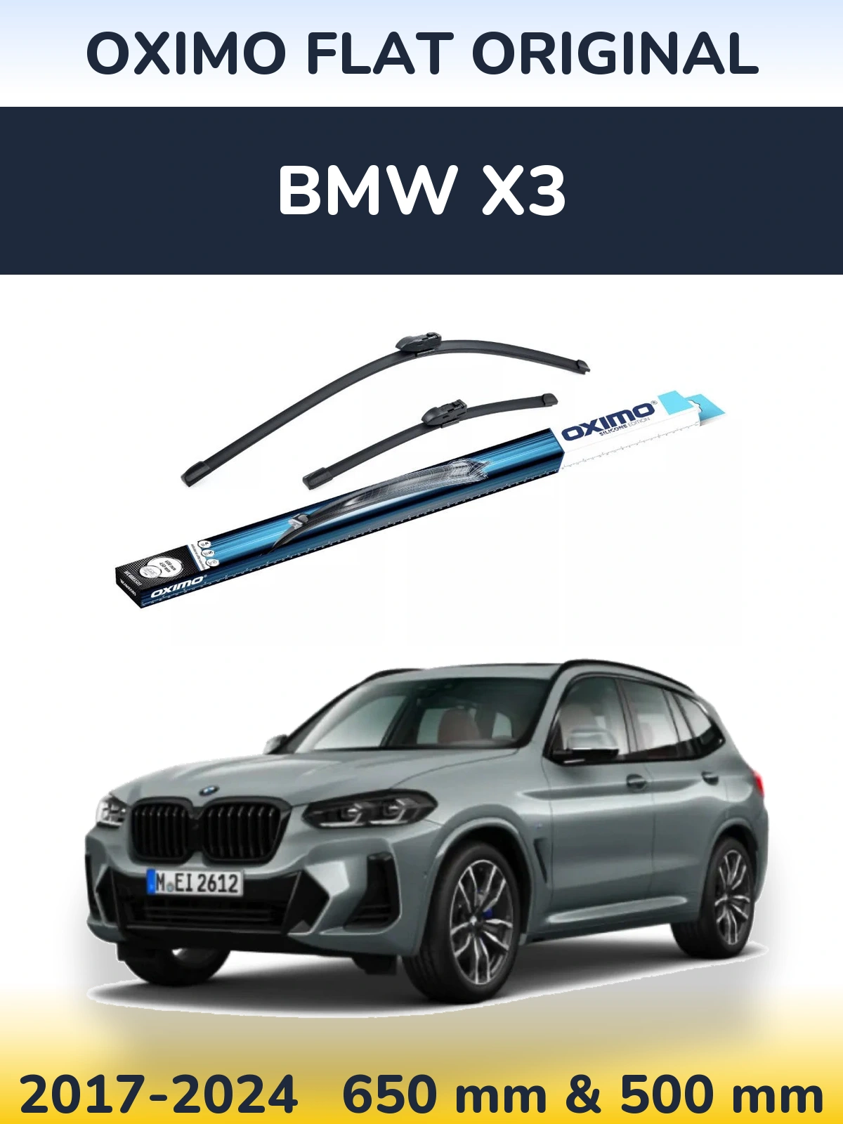 Komplet przednich wycieraczek Oximo Flat Original 650 & 500 mm do BMW X3 2017-2024