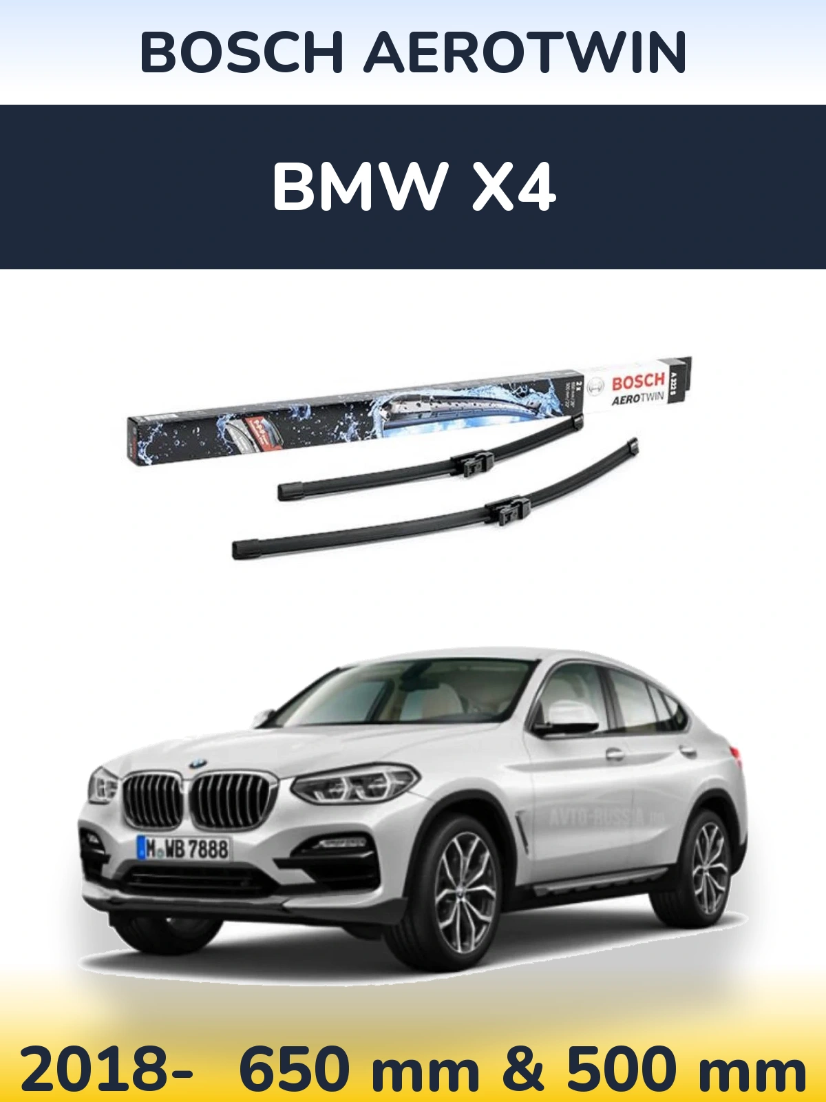 Komplet przednich wycieraczek BOSCH AeroTwin 650 & 500 mm do BMW X4 2018-2026