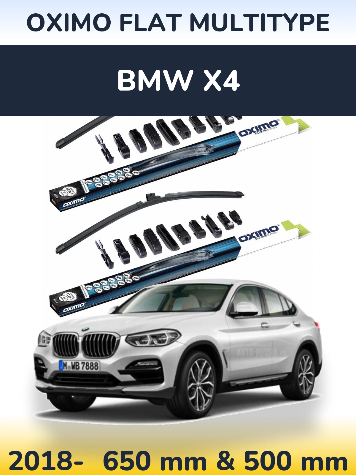 Komplet przednich wycieraczek Oximo Flat MultiType 650 & 500 mm do BMW X4 2018-2026