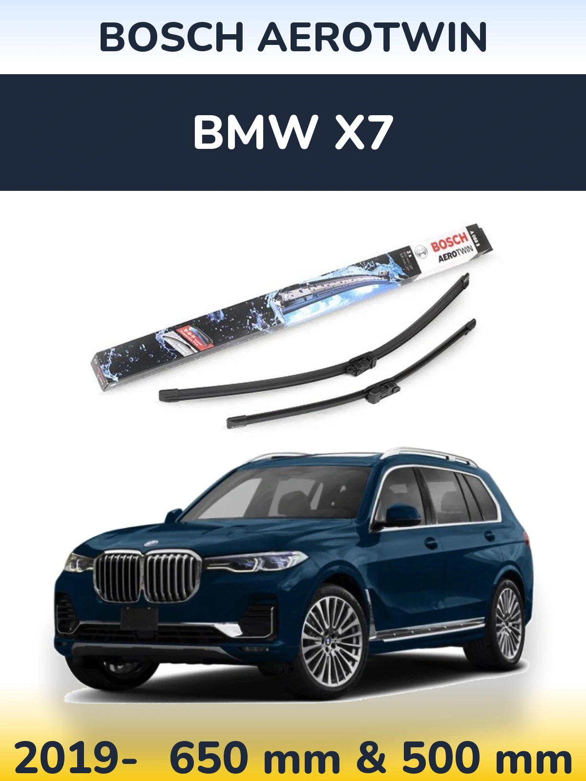 Komplet przednich wycieraczek BOSCH AeroTwin 650 & 500 mm do BMW X7 2019-2026