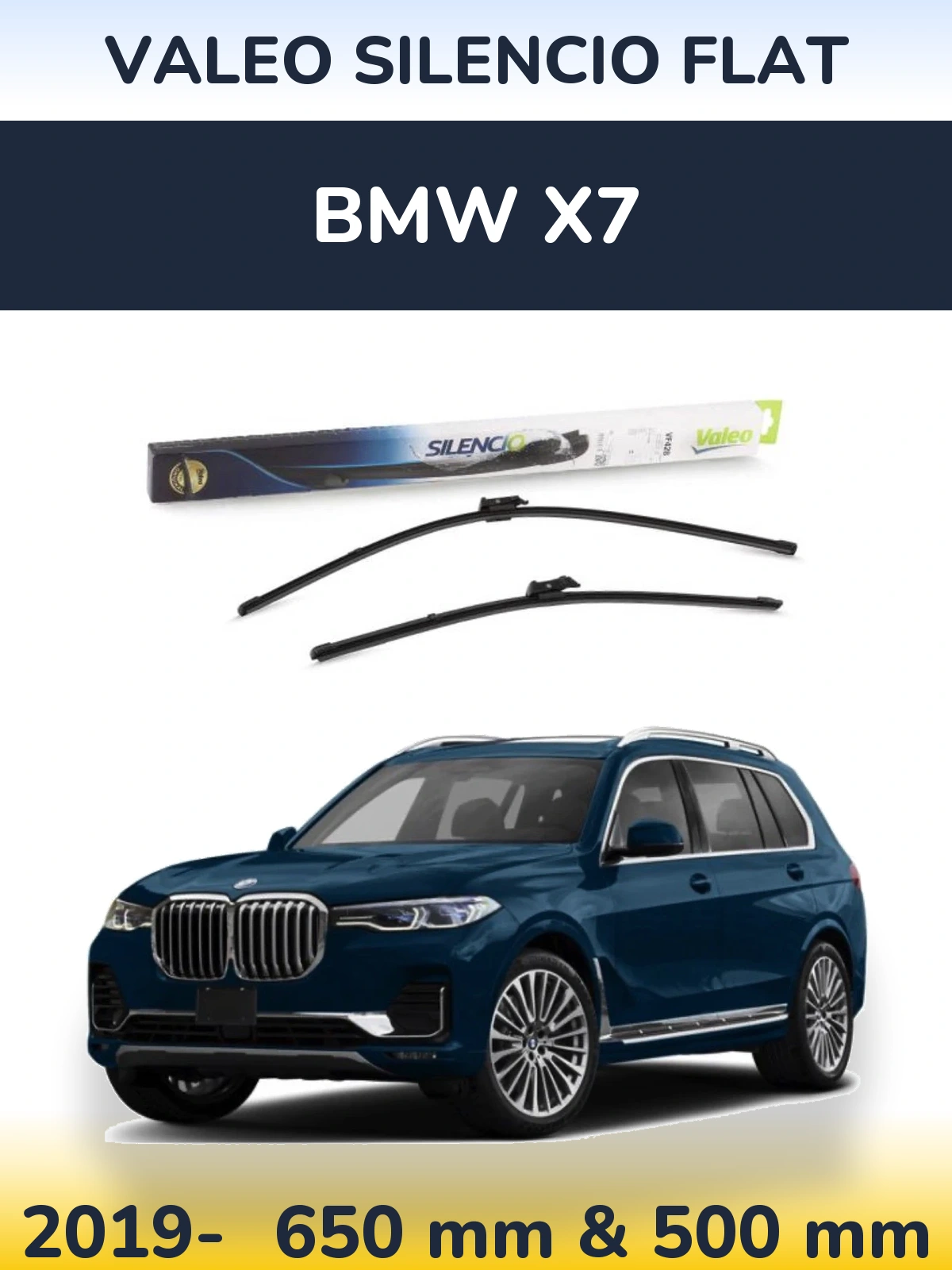 Komplet przednich wycieraczek Valeo Silencio Flat 650 & 500 mm do BMW X7 2019-2026