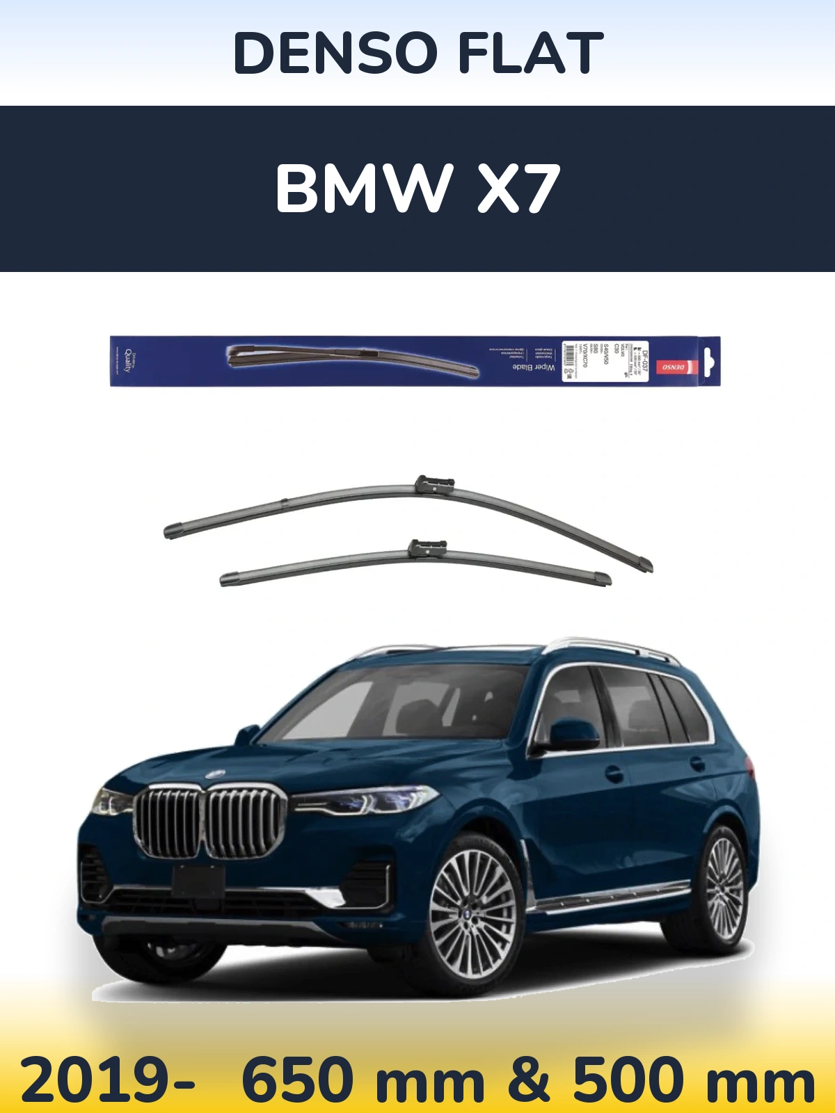 Komplet przednich wycieraczek Denso Flat 650 & 500 mm do BMW X7 2019-2026
