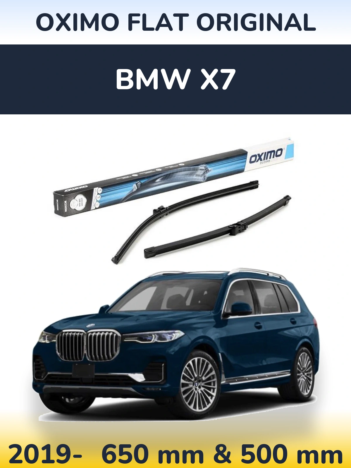 Komplet przednich wycieraczek Oximo Flat Original 650 & 500 mm do BMW X7 2019-2026