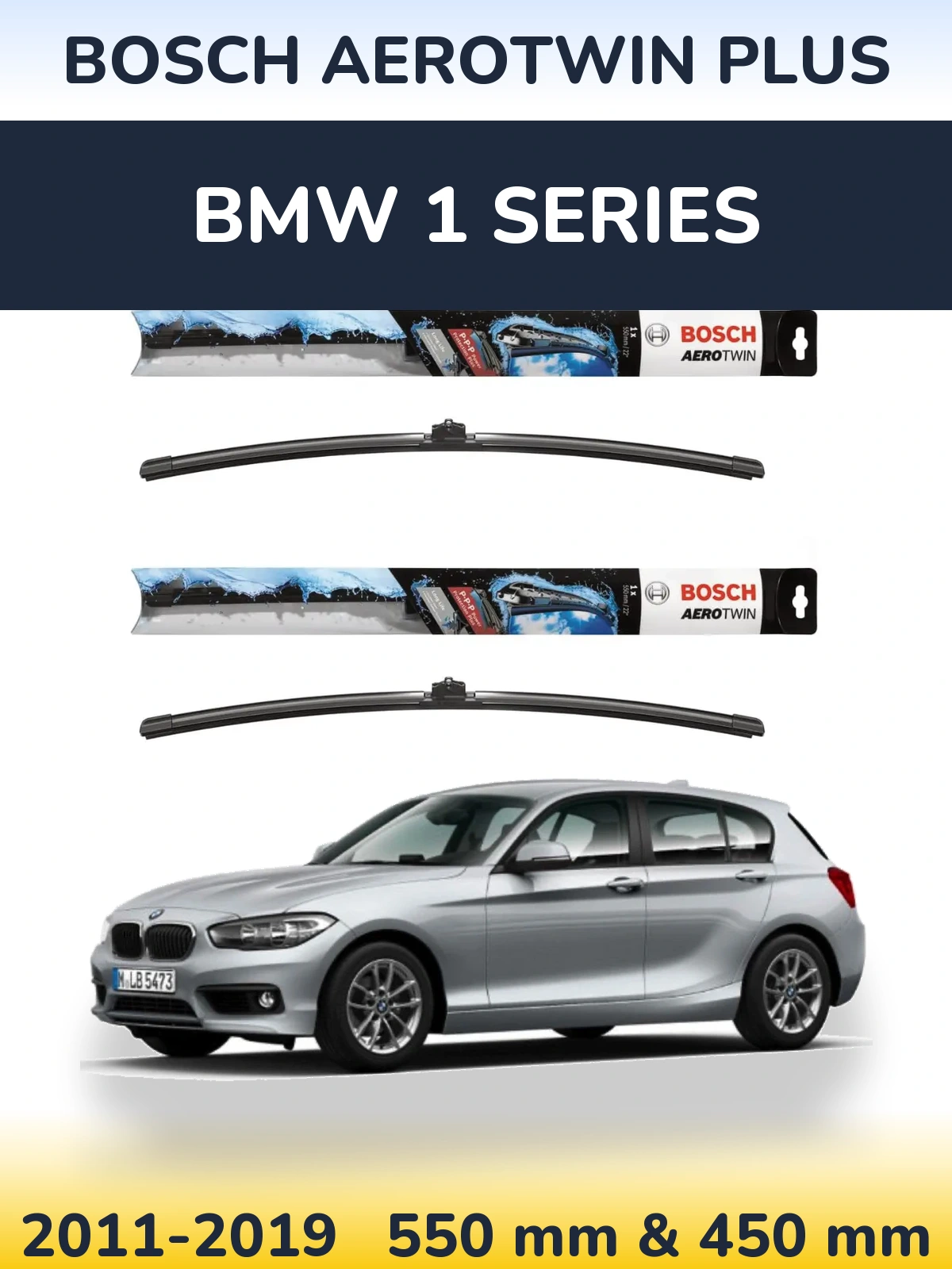 Комплект передних дворников BOSCH AeroTwin Plus 550 & 450 мм для BMW 1 Series 2011-2019