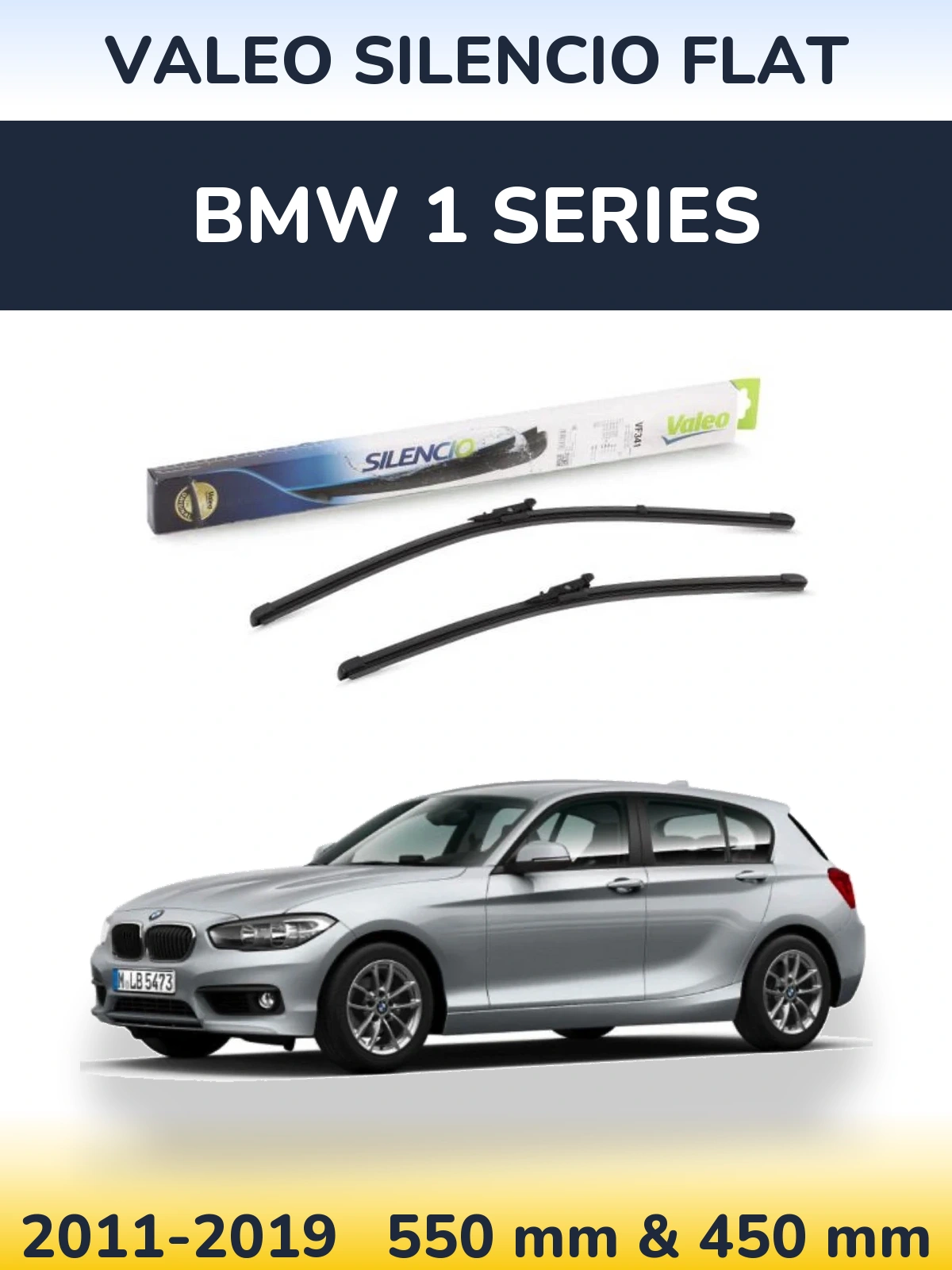 Komplet przednich wycieraczek Valeo Silencio Flat 550 & 450 mm do BMW Seria 1 2011-2019