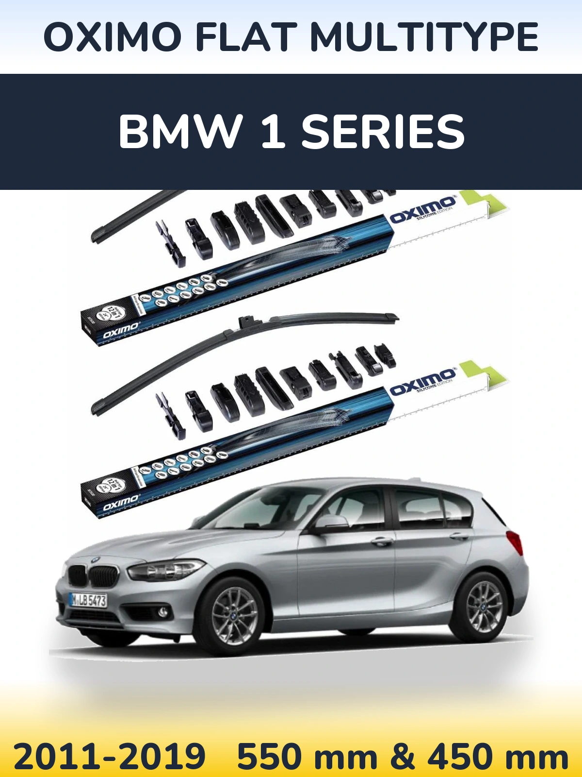 Komplet przednich wycieraczek Oximo Flat MultiType 550 & 450 mm do BMW Seria 1 2011-2019