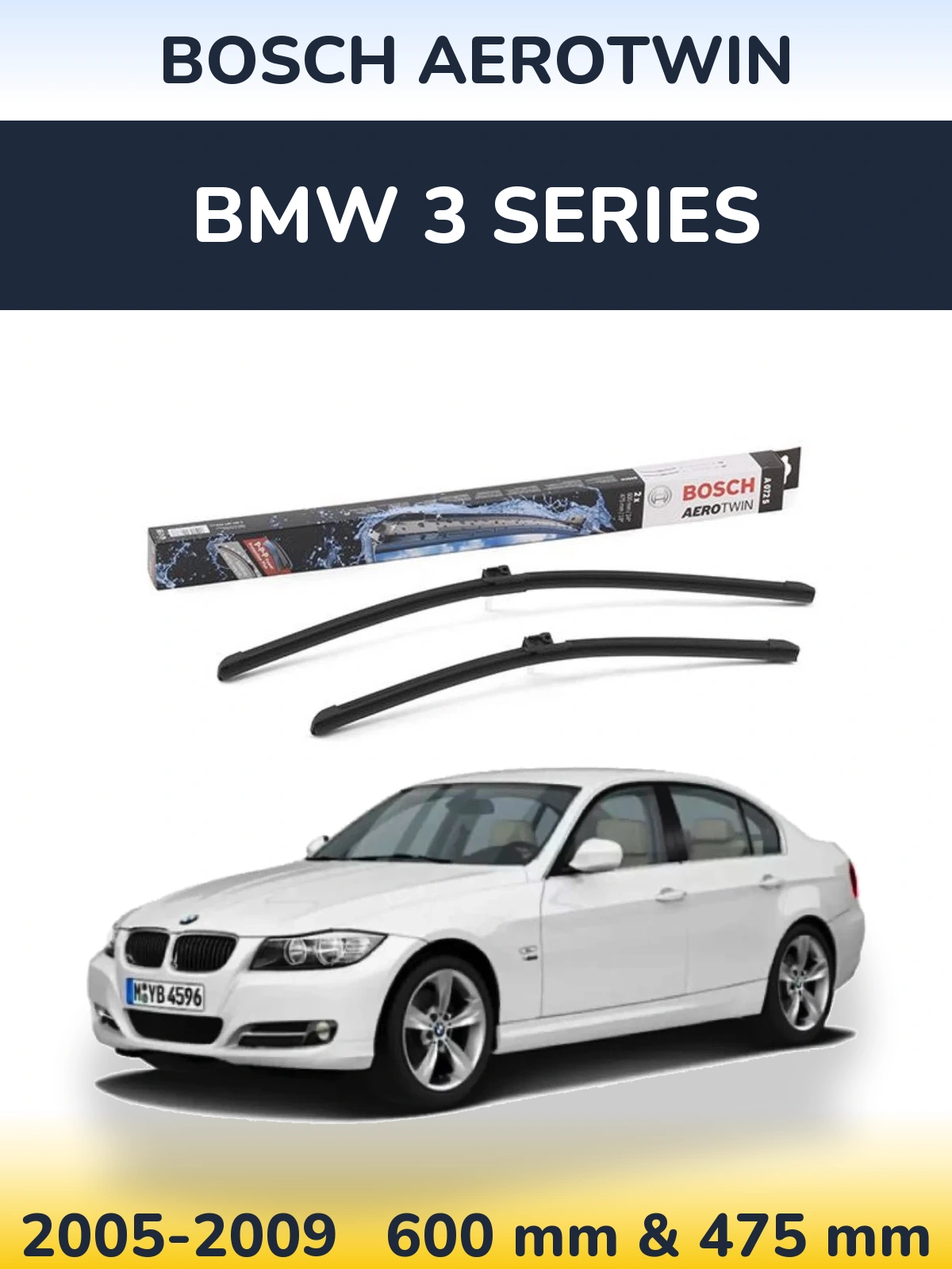 Komplet przednich wycieraczek BOSCH AeroTwin 600 & 475 mm do BMW Seria 3 2005-2009