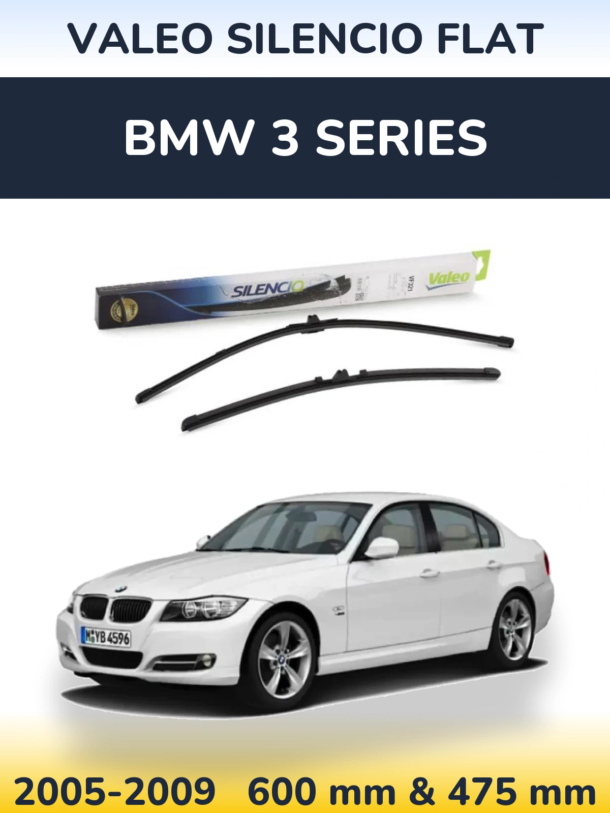 Komplet przednich wycieraczek Valeo Silencio Flat 600 & 475 mm do BMW Seria 3 2005-2009