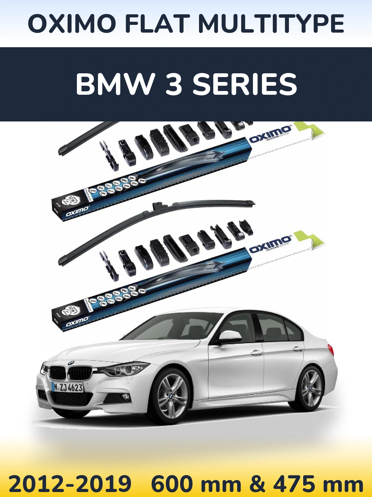 Komplet przednich wycieraczek Oximo Flat MultiType 600 & 475 mm do BMW Seria 3 2012-2019