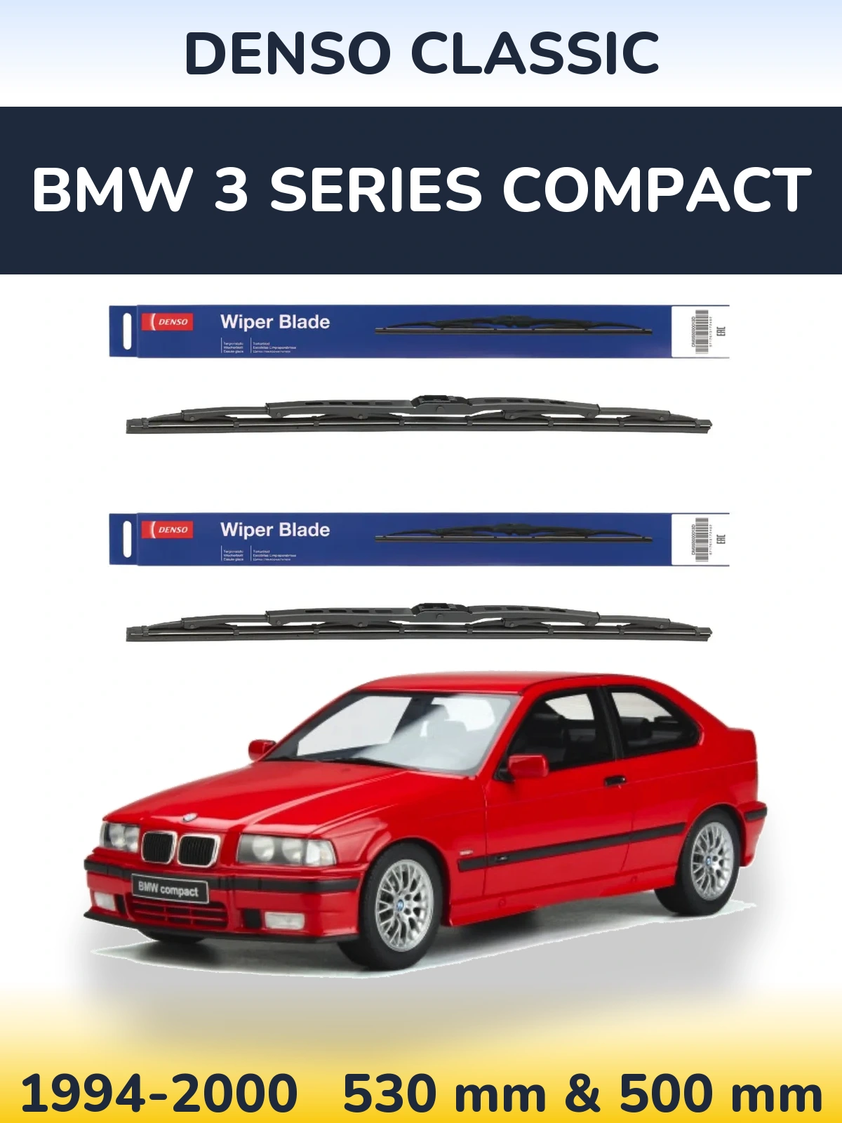 Komplet przednich wycieraczek Denso Classic 530 & 500 mm do BMW Seria 3 Compact 1994-2000