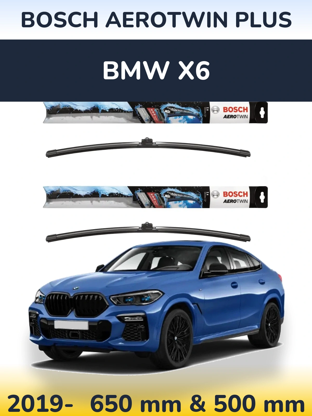 Komplet przednich wycieraczek BOSCH AeroTwin Plus 650 & 500 mm do BMW X6 2019-2026