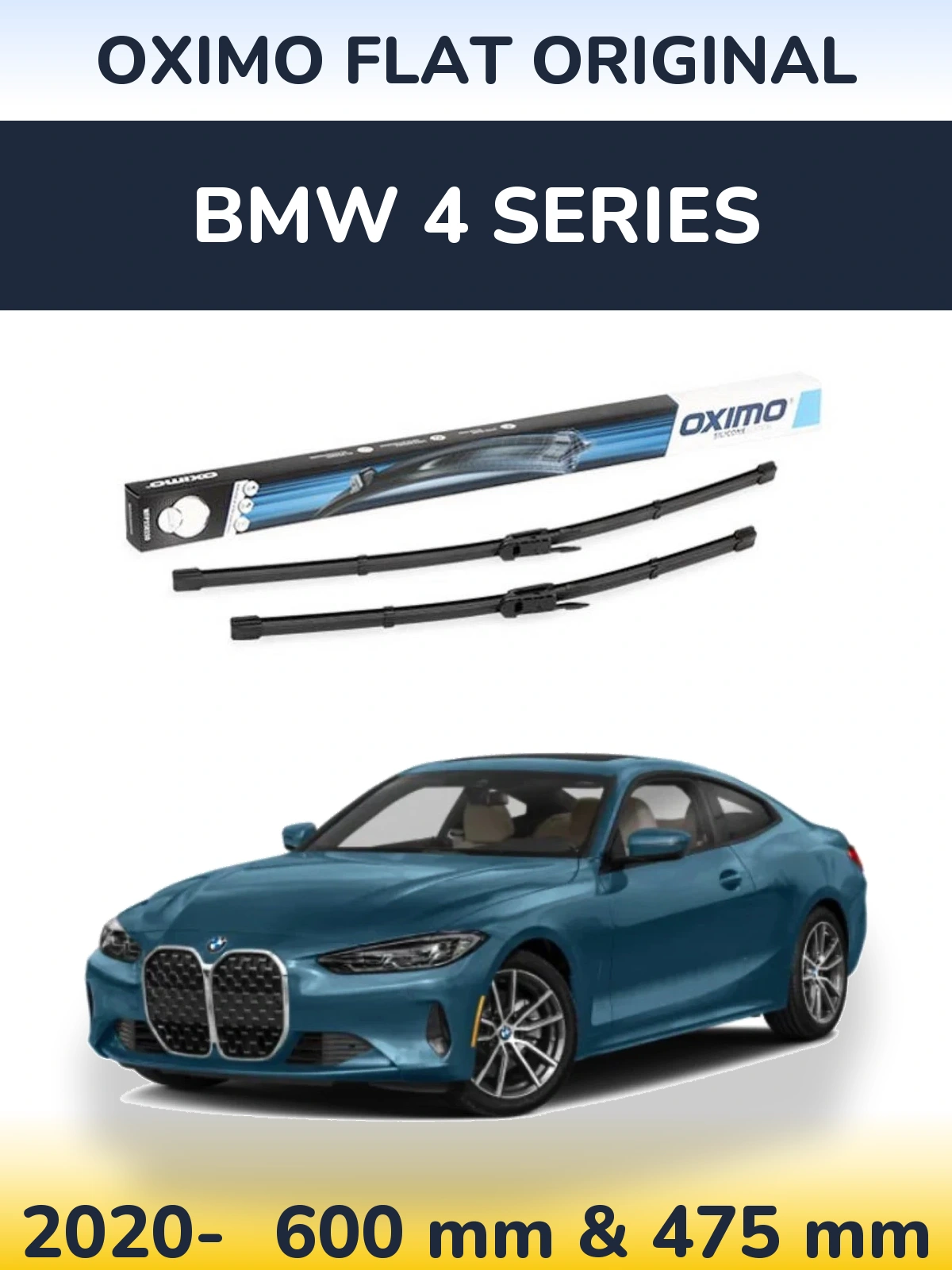 Front wiper blade set Oximo Flat Original 600 & 475 mm for BMW 4 Series 2020-2026