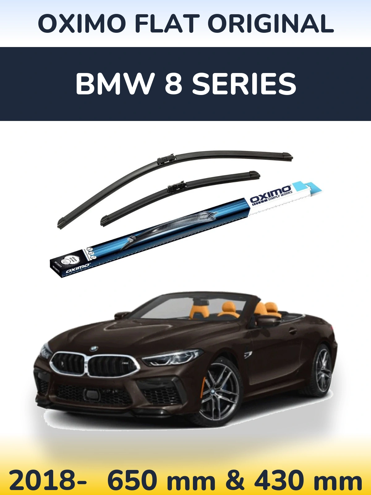 Komplet przednich wycieraczek Oximo Flat Original 650 & 430 mm do BMW Seria 8 2018-2026