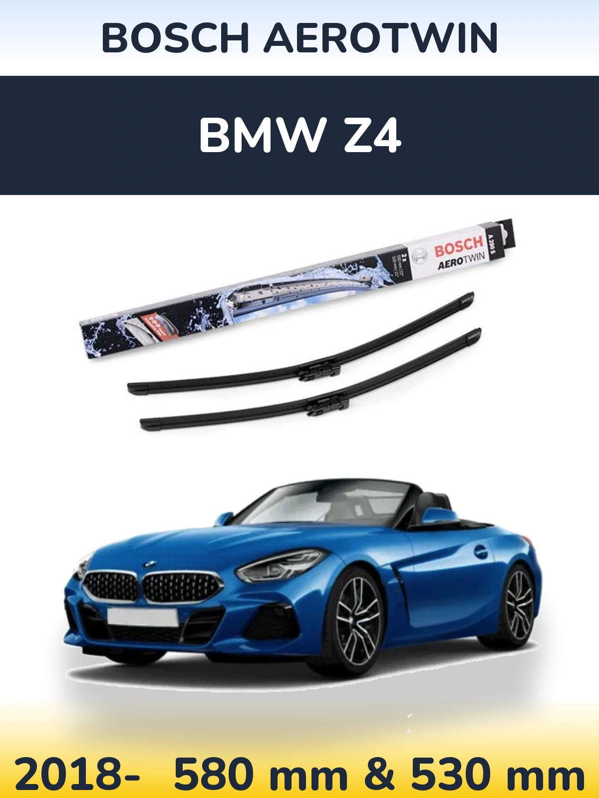 Komplet przednich wycieraczek BOSCH AeroTwin 550 & 530 mm do BMW Z4 2018-2026
