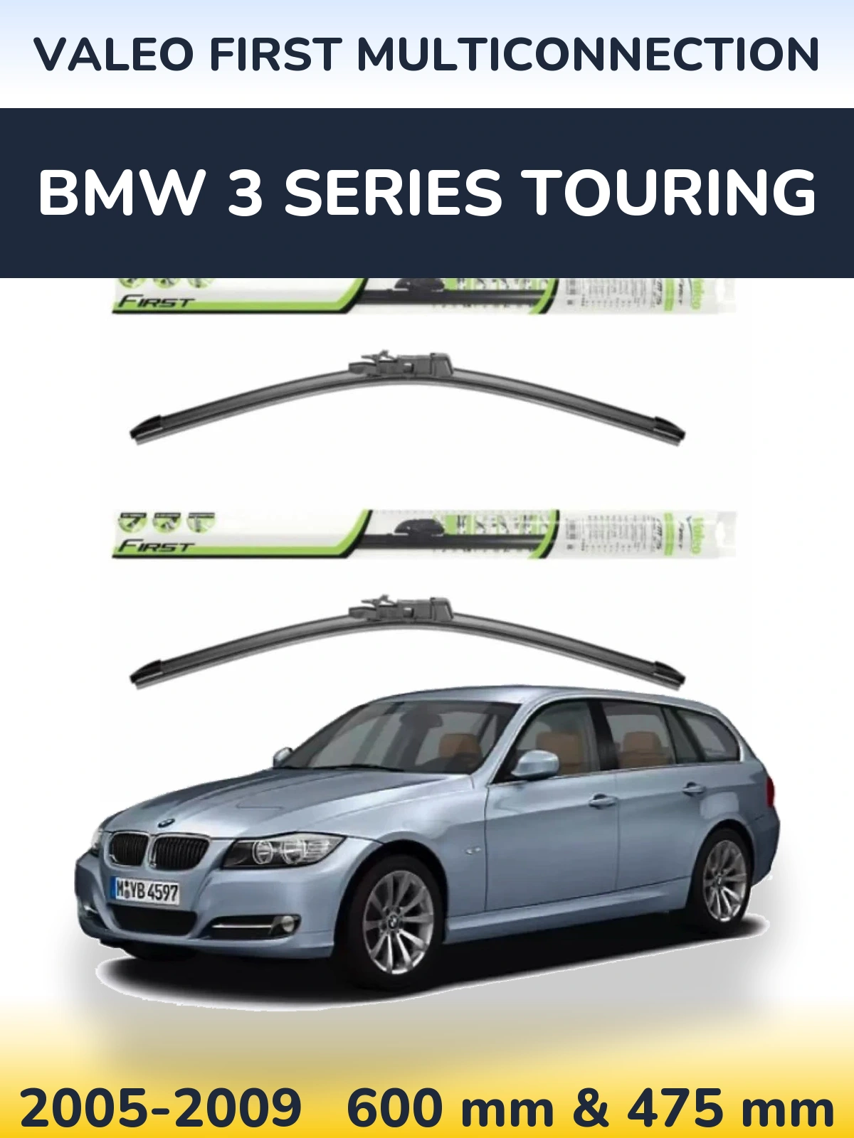 Komplet przednich wycieraczek Valeo First MultiConnection 600 & 475 mm do BMW Seria 3 Touring 2005-2009