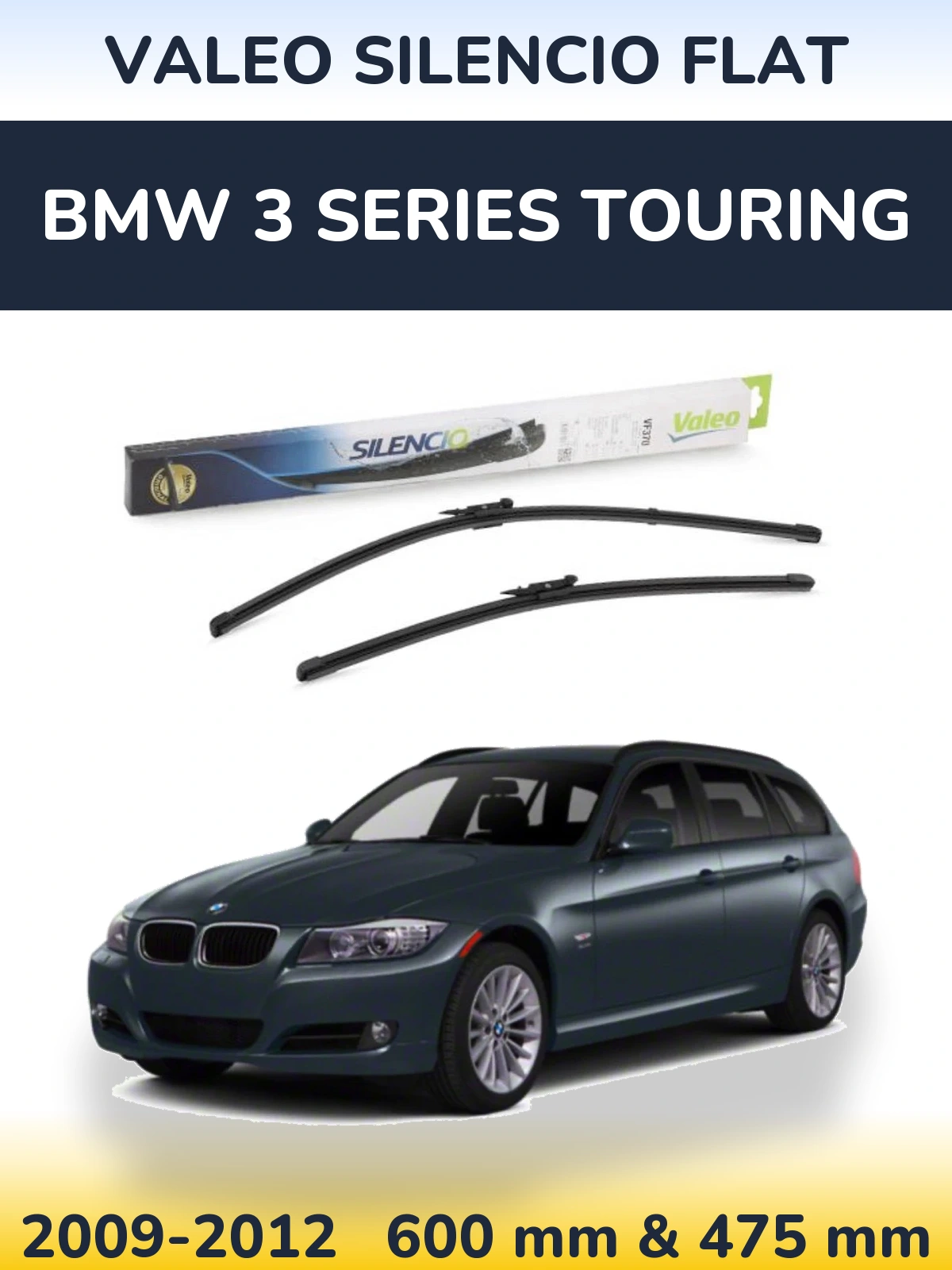 Комплект передних дворников Valeo Silencio Flat 600 & 475 мм для BMW 3 Series Touring 2009-2012
