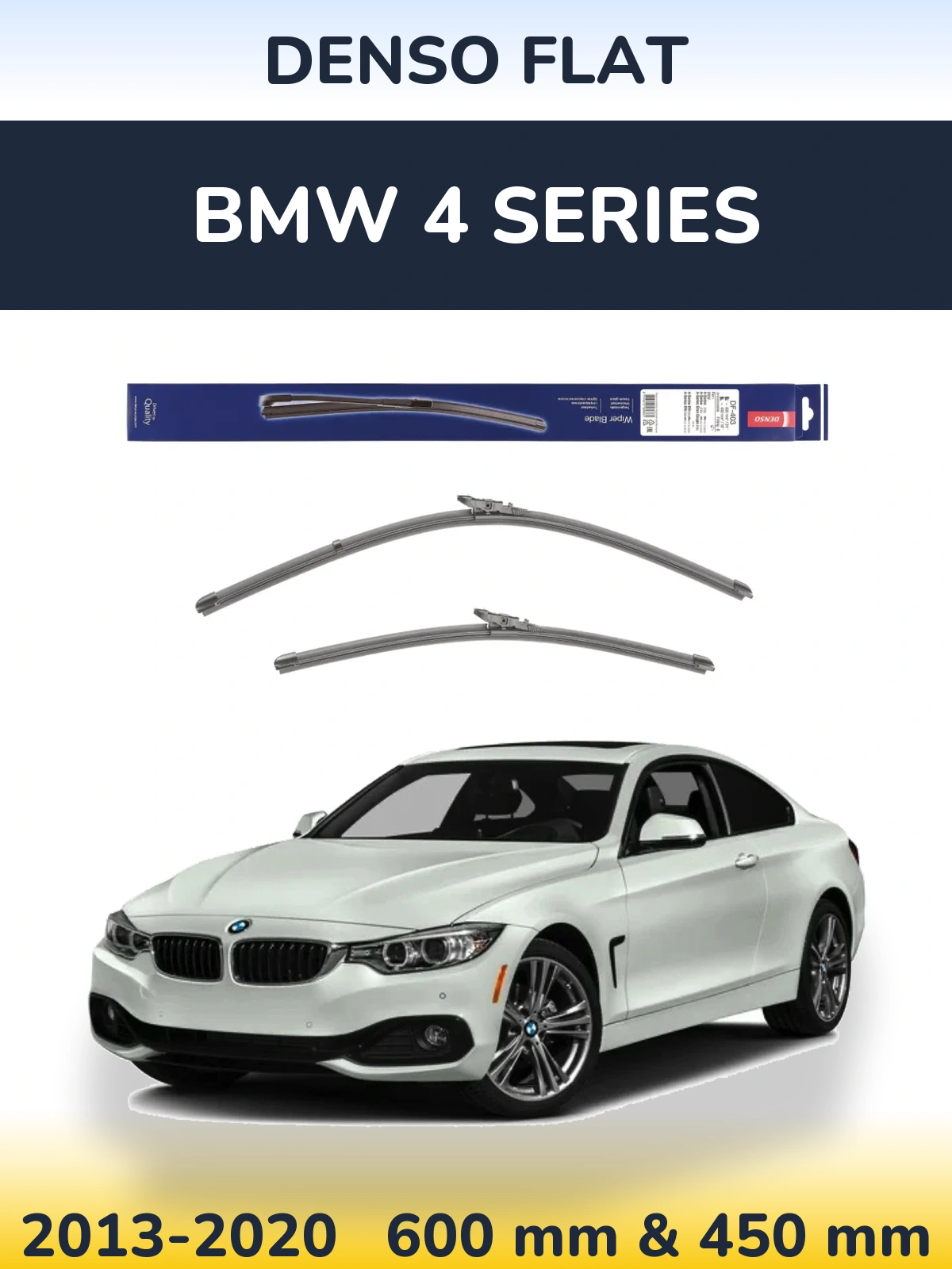 Front wiper blade set Denso Flat 600 & 450 mm for BMW 4 Series 2013-2020