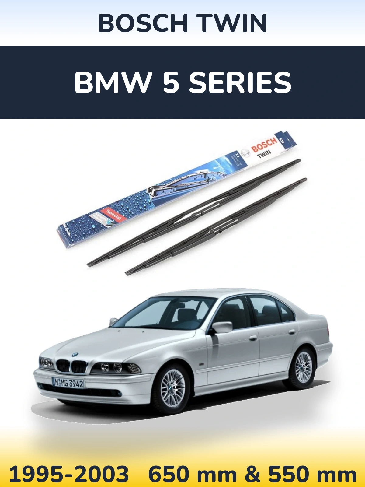 Komplet przednich wycieraczek BOSCH Twin 650 & 550 mm do BMW Seria 5 1995-2003
