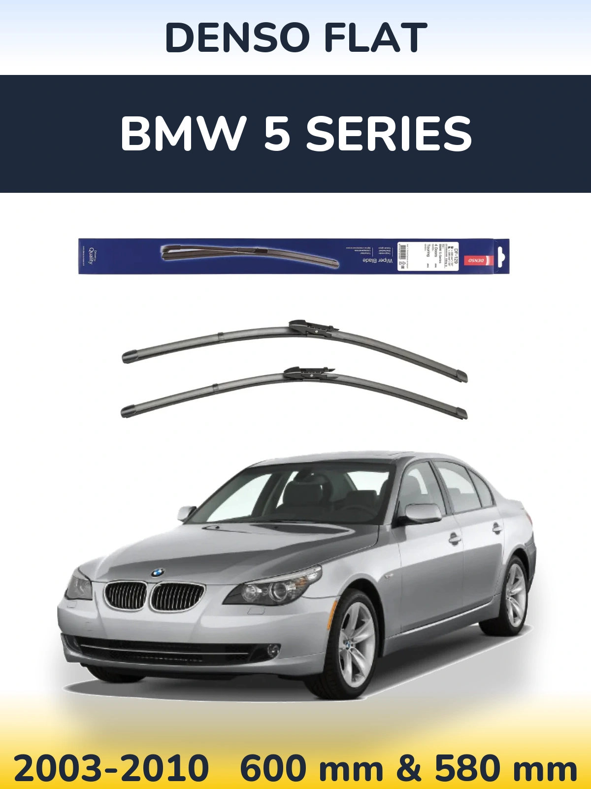 Komplet przednich wycieraczek Denso Flat 600 & 580 mm do BMW Seria 5 2003-2010