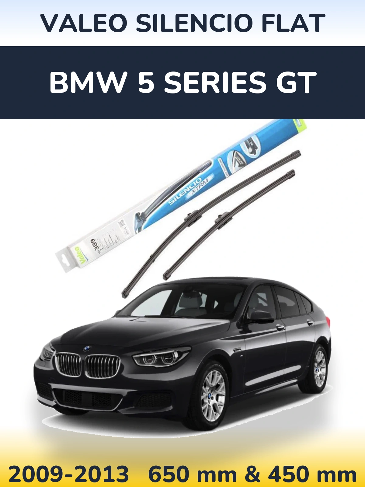 Komplet przednich wycieraczek Valeo Silencio Flat 650 & 450 mm do BMW Seria 5 GT 2009-2013