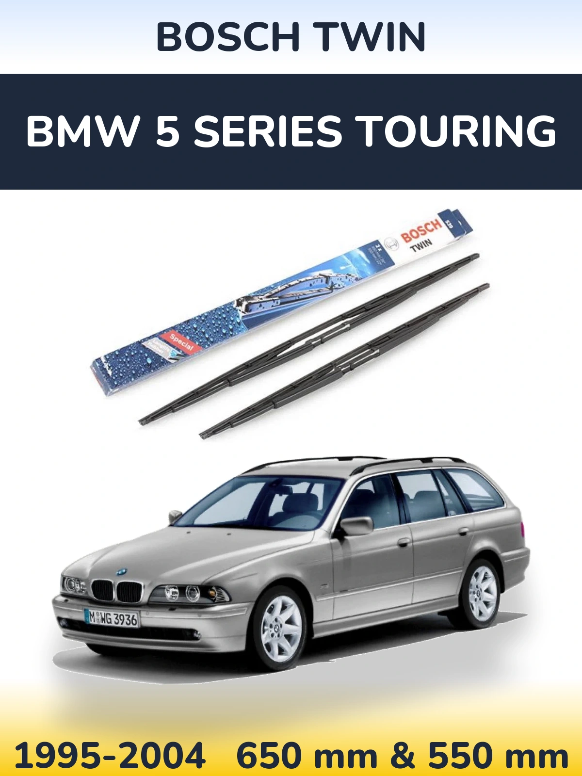 Komplet przednich wycieraczek BOSCH Twin 650 & 550 mm do BMW Seria 5 Touring 1995-2004