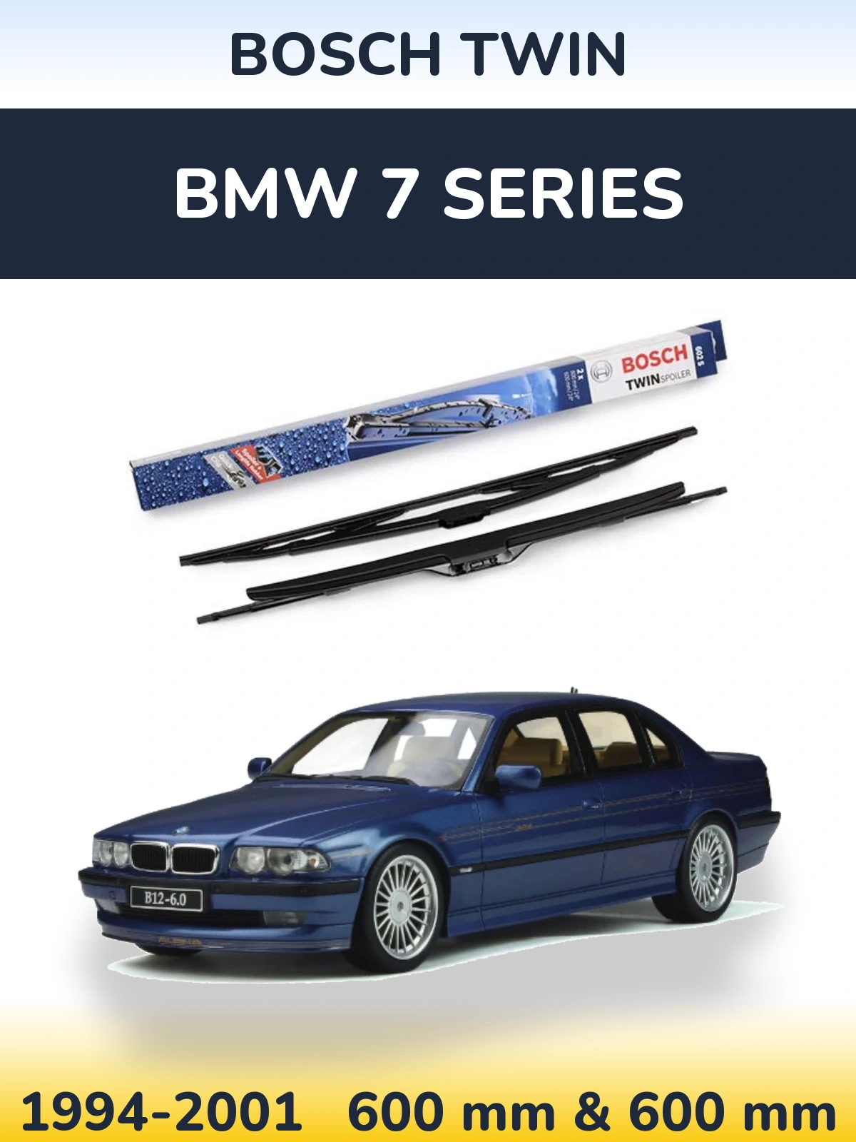 Комплект передних дворников BOSCH Twin 600 & 600 мм для BMW 7 Series 1994-2001
