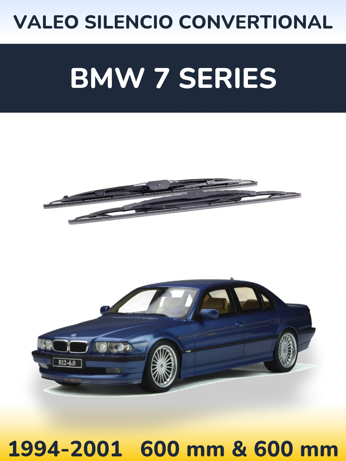 Комплект передних дворников Valeo Silencio Convertional 600 & 600 мм для BMW 7 Series 1994-2001