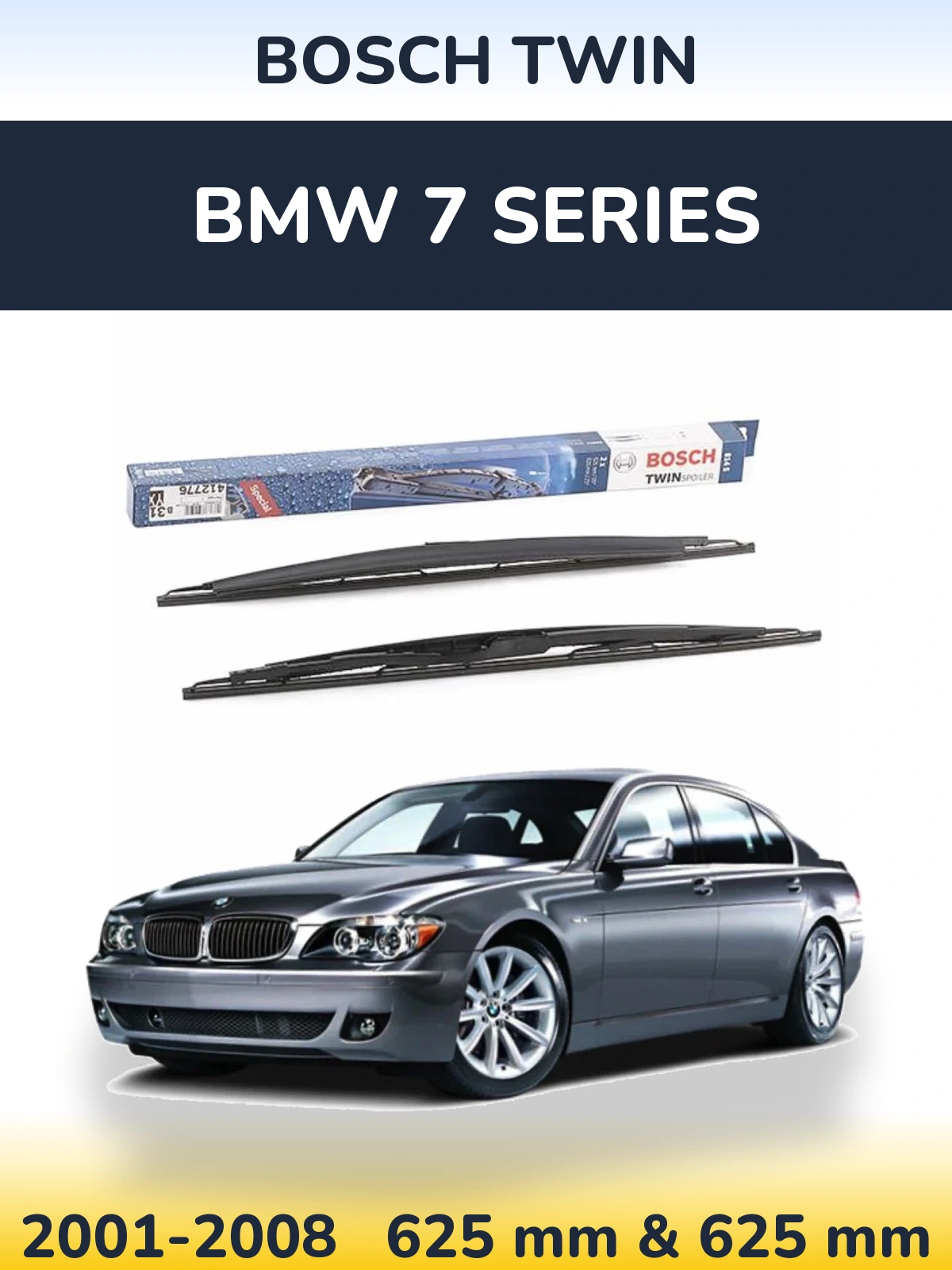 Комплект передних дворников BOSCH Twin 625 & 625 мм для BMW 7 Series 2001-2008