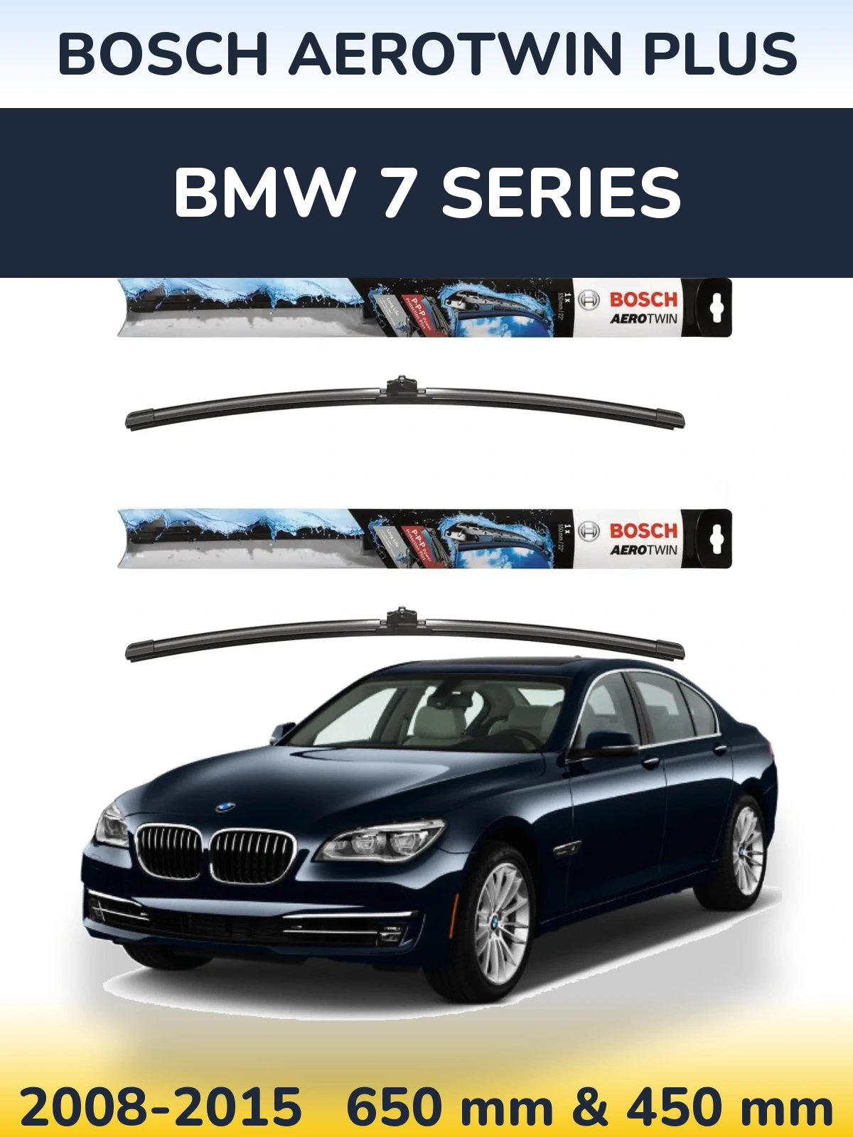 Komplet przednich wycieraczek BOSCH AeroTwin Plus 650 & 450 mm do BMW Seria 7 2008-2015