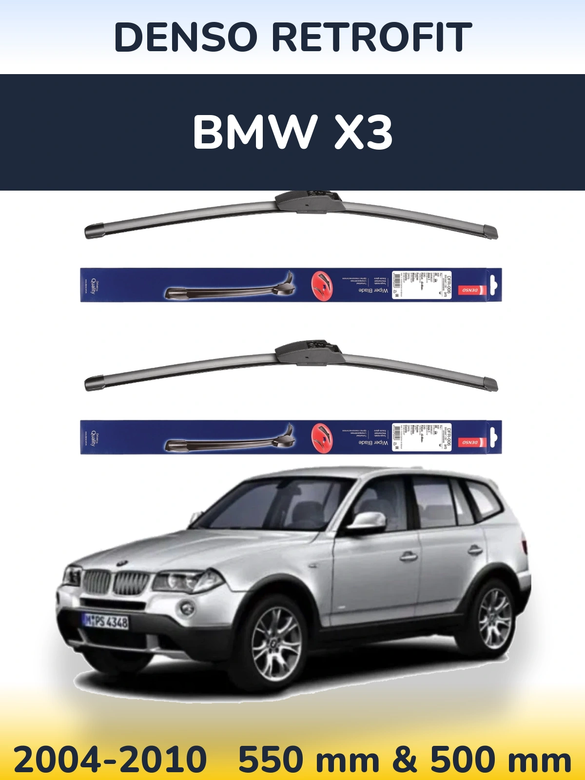 Комплект передних дворников Denso Retrofit 550 & 500 мм для BMW X3 2004-2010
