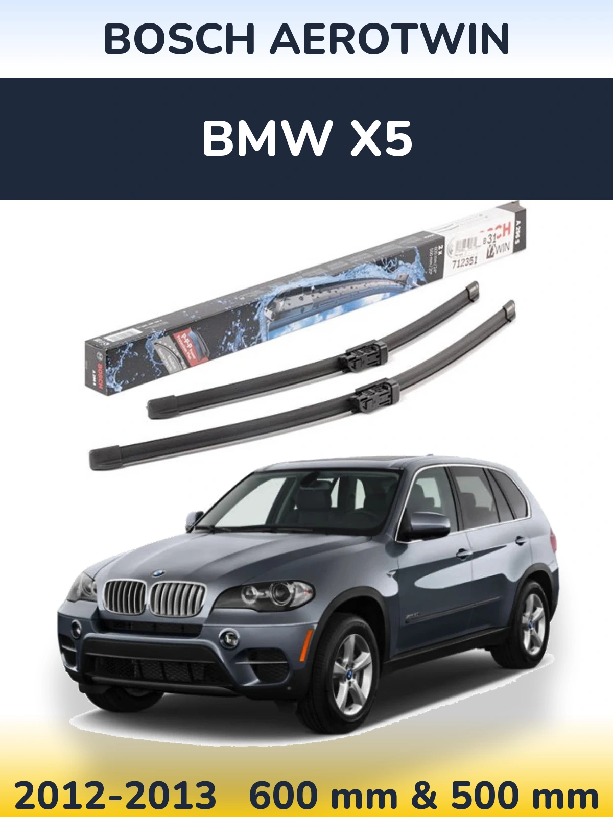 Komplet przednich wycieraczek BOSCH AeroTwin 600 & 500 mm do BMW X5 2012-2013
