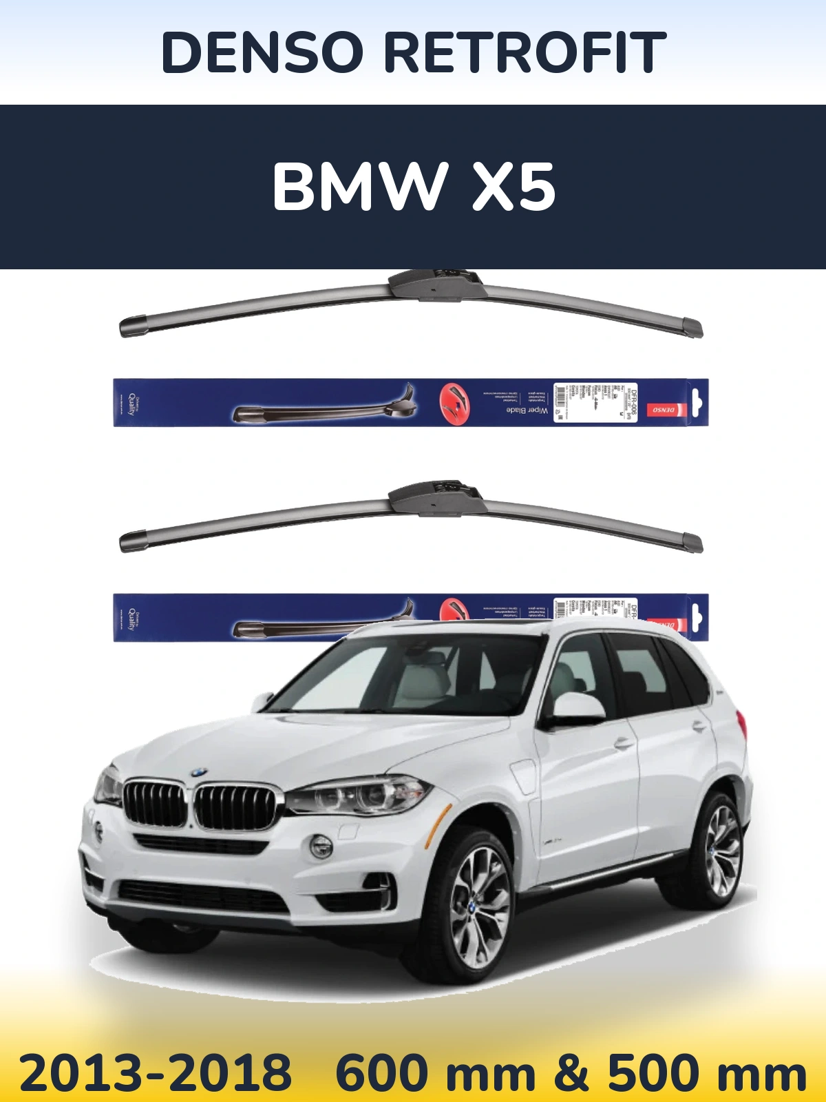 Komplet przednich wycieraczek Denso Retrofit 600 & 500 mm do BMW X5 2013-2018