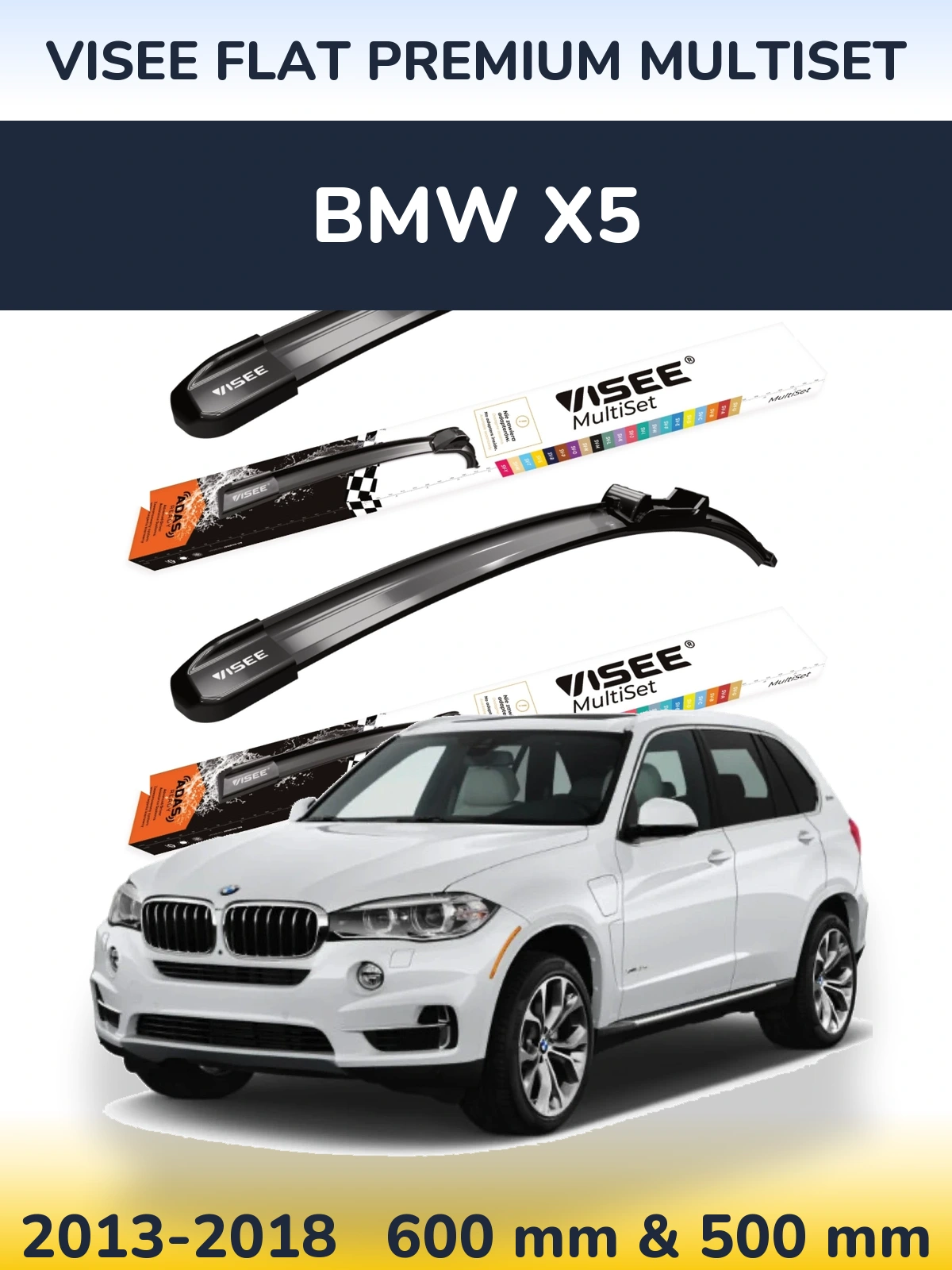 Komplet przednich wycieraczek VISEE FLAT PREMIUM MultiSet 600 & 500 mm do BMW X5 2013-2018