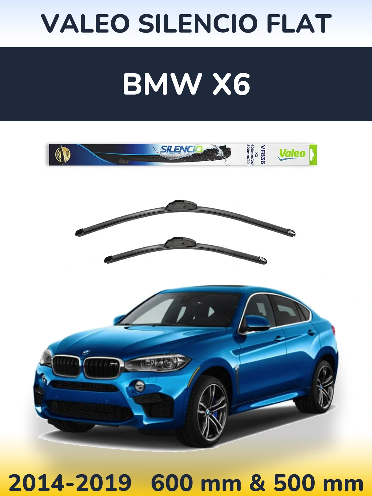 Комплект передних дворников Valeo Silencio Flat 600 & 500 мм для BMW X6 2014-2019