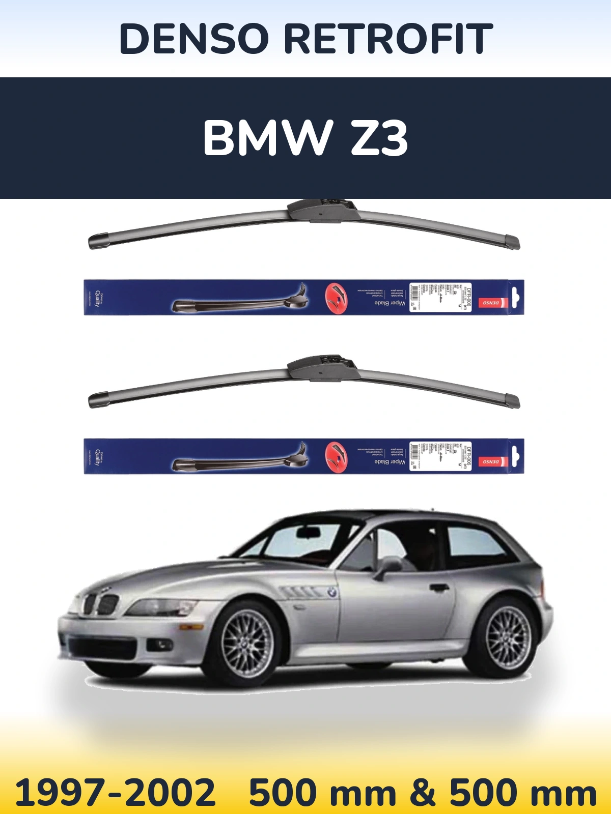 Komplet przednich wycieraczek Denso Retrofit 500 & 500 mm do BMW Z3 1997-2002
