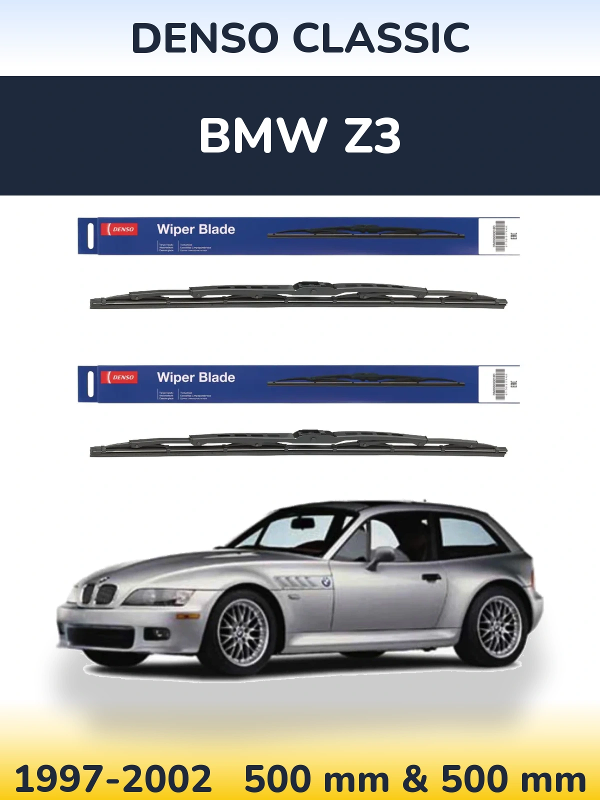 Komplet przednich wycieraczek Denso Classic 500 & 500 mm do BMW Z3 1997-2002