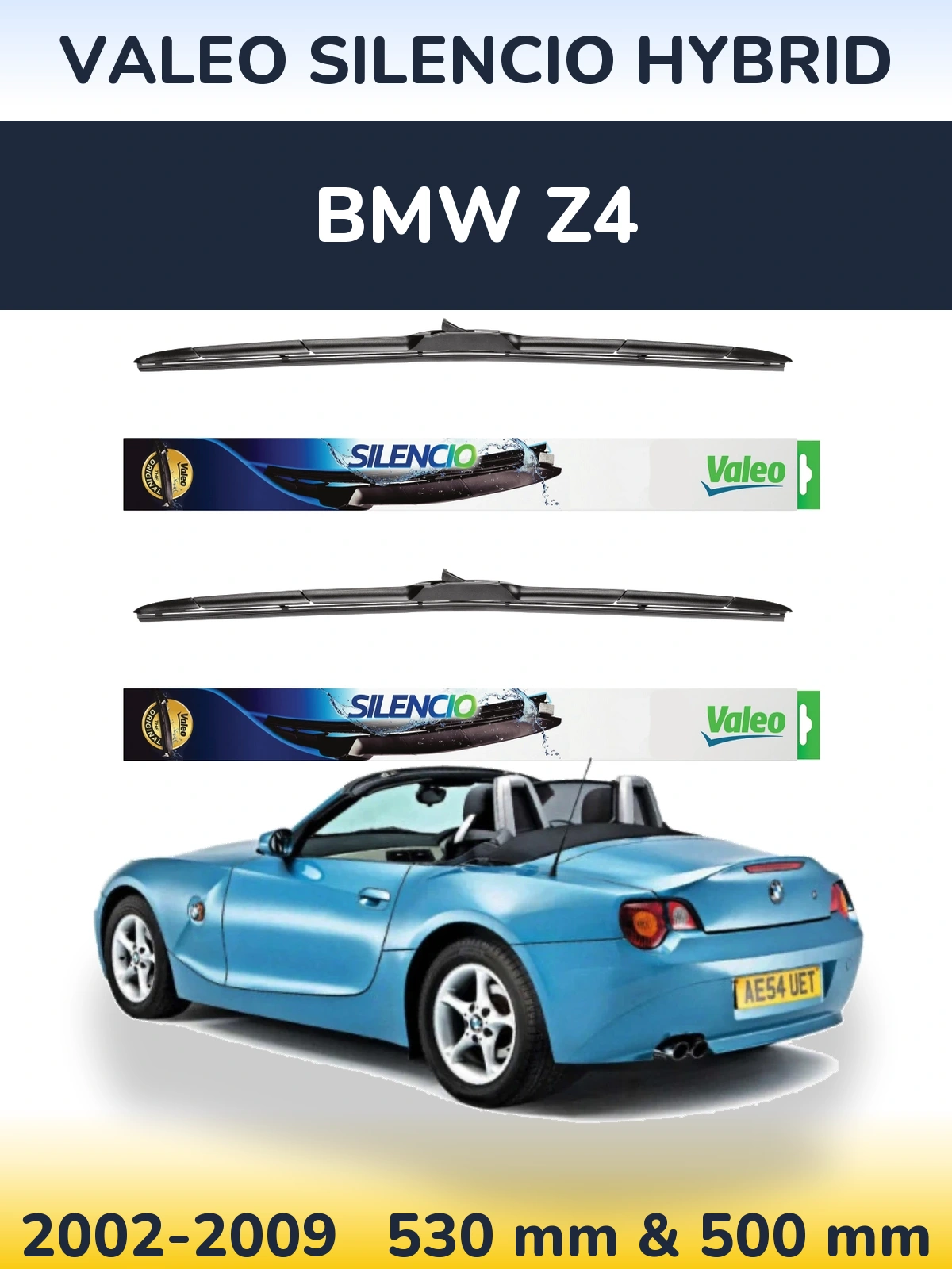 Komplet przednich wycieraczek Valeo Silencio Hybrid 530 & 500 mm do BMW Z4 2002-2009