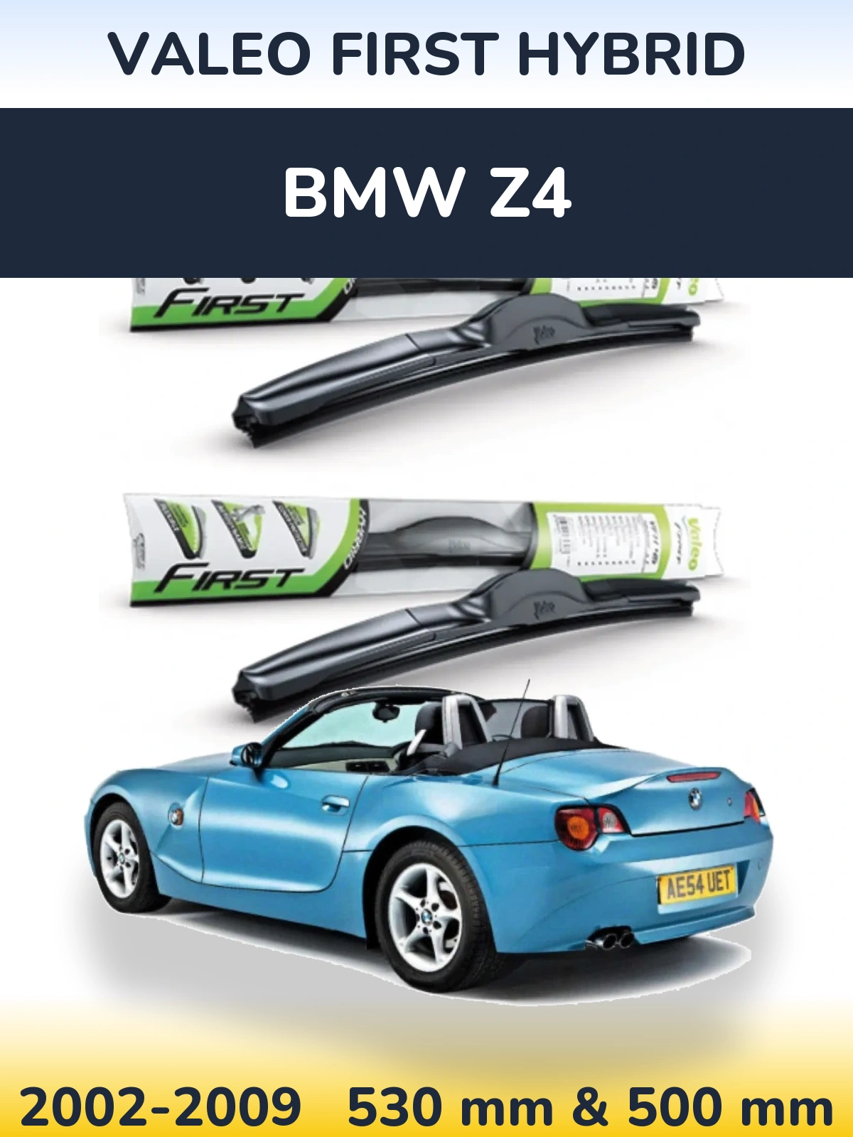 Komplet przednich wycieraczek Valeo First Hybrid 530 & 500 mm do BMW Z4 2002-2009