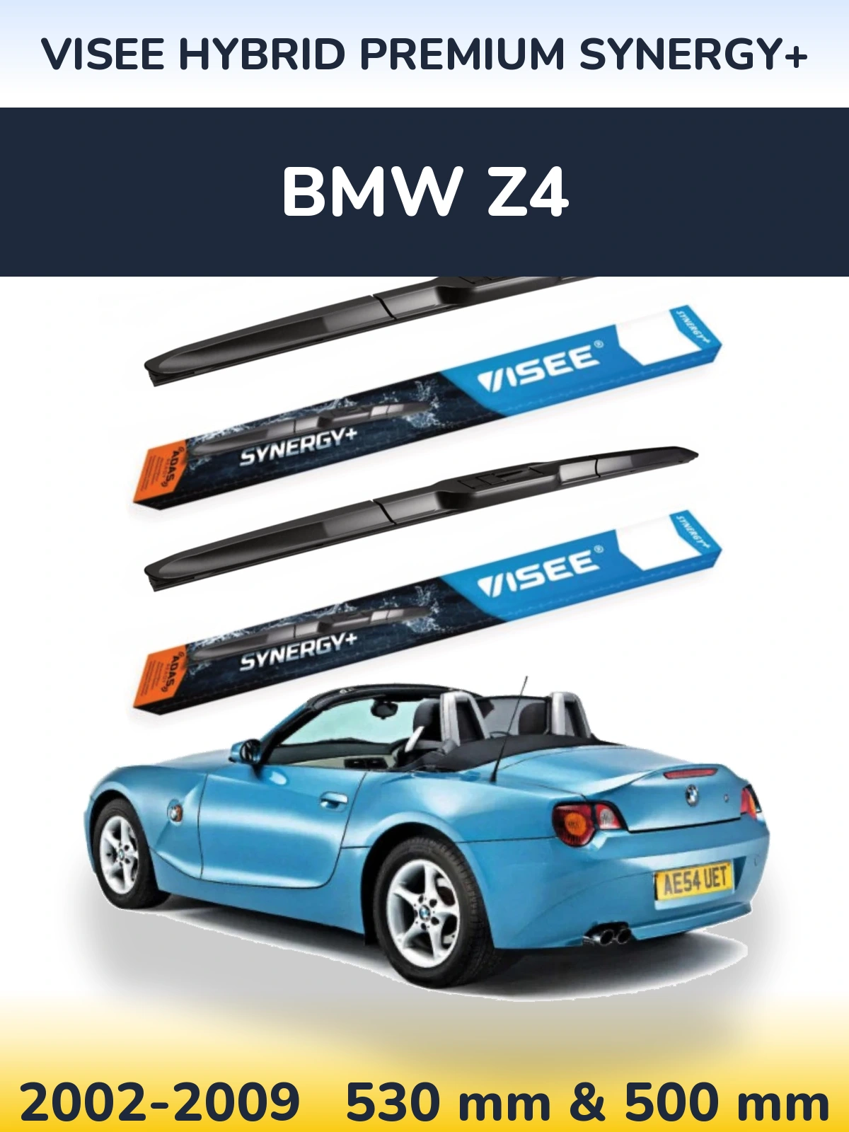 Komplet przednich wycieraczek VISEE HYBRID PREMIUM SYNERGY+ 530 & 500 mm do BMW Z4 2002-2009
