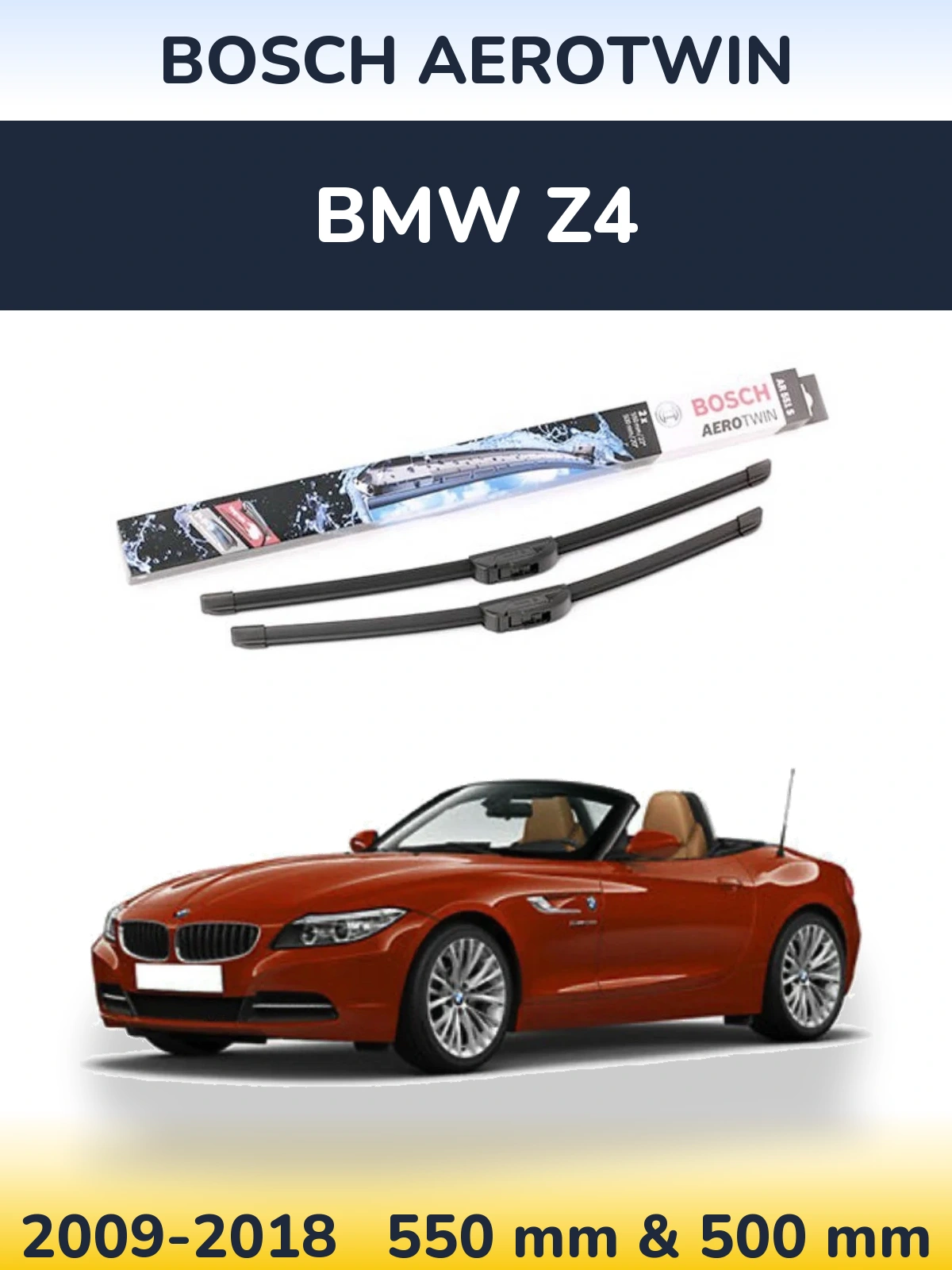 Komplet przednich wycieraczek BOSCH AeroTwin 550 & 500 mm do BMW Z4 2009-2018