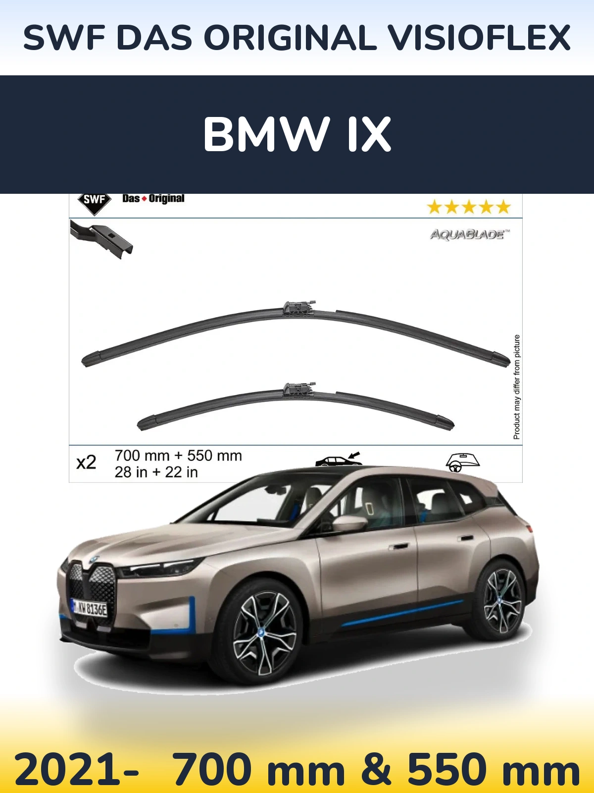 Komplet przednich wycieraczek SWF Das Original VisioFlex 700 & 550 mm do BMW iX 2021-2026