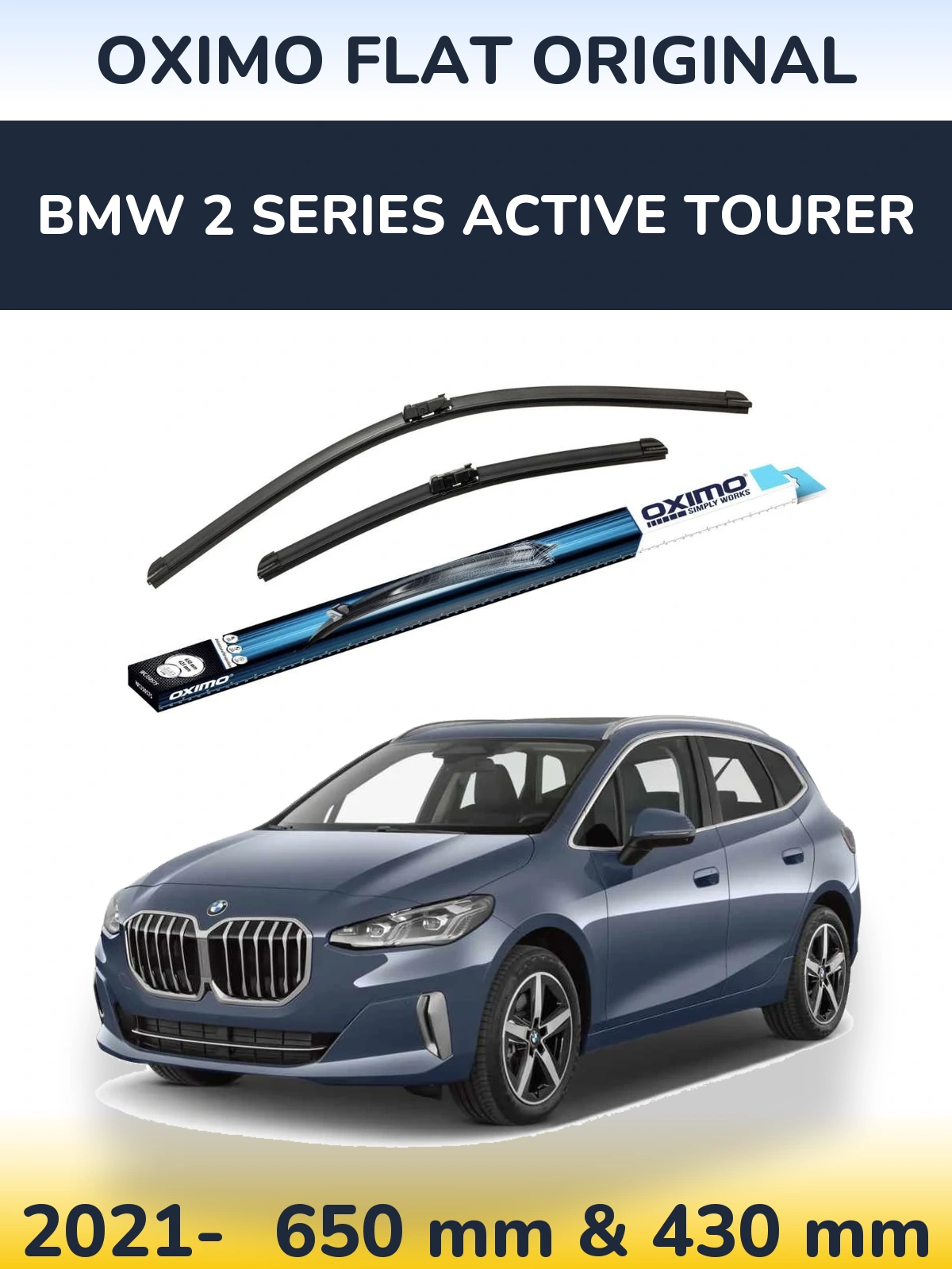 Komplet przednich wycieraczek Oximo Flat Original 650 & 430 mm do BMW Seria 2 Active Tourer 2021-2026