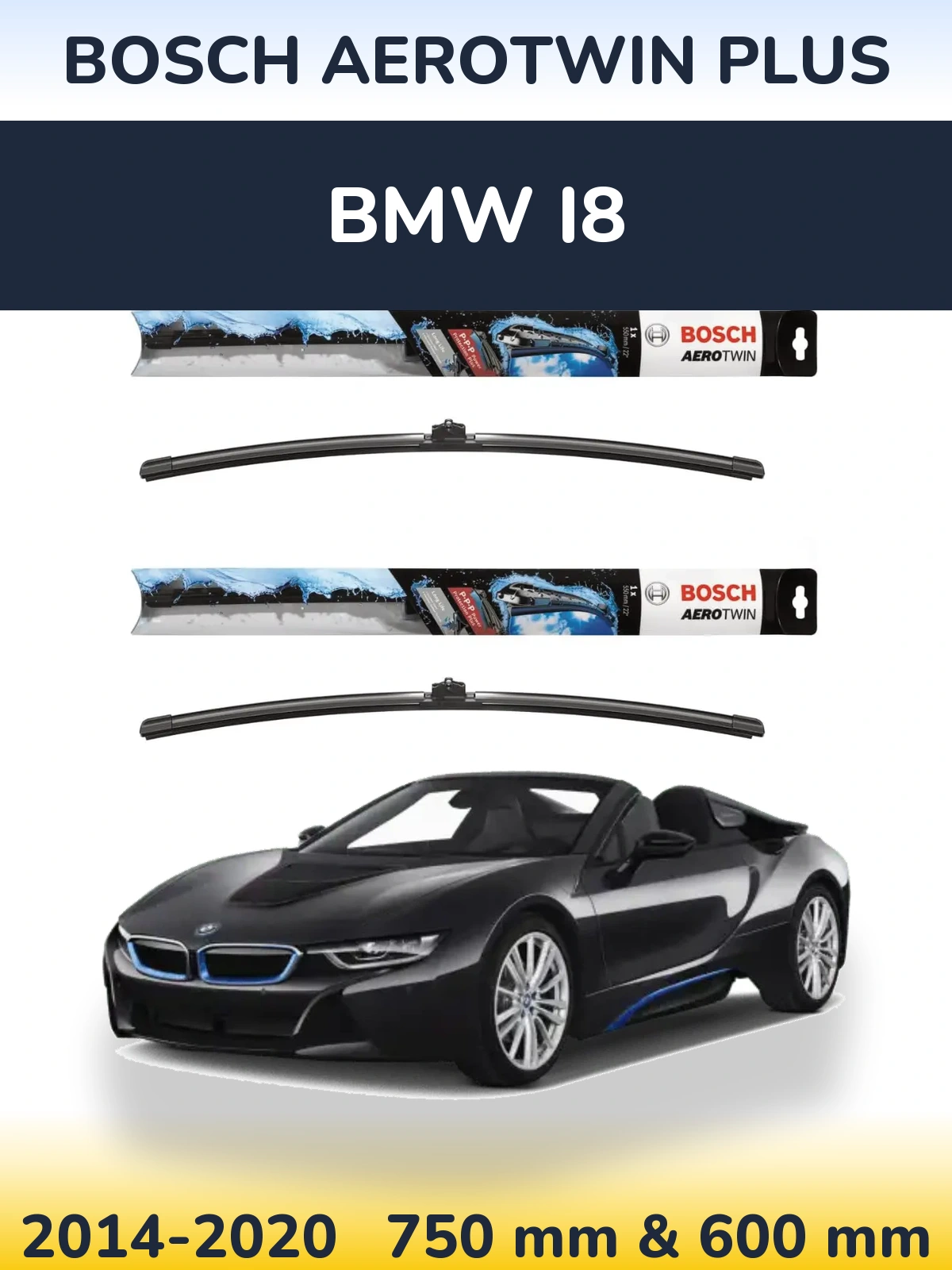 Komplet przednich wycieraczek BOSCH AeroTwin Plus 750 & 600 mm do BMW i8 2014-2020