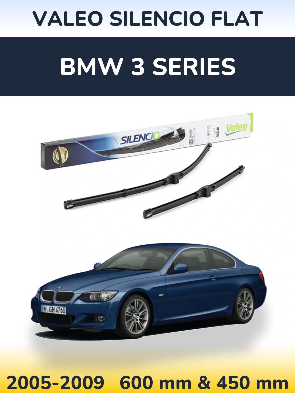 Комплект передних дворников Valeo Silencio Flat 600 & 400 мм для BMW 3 Series 2005-2009