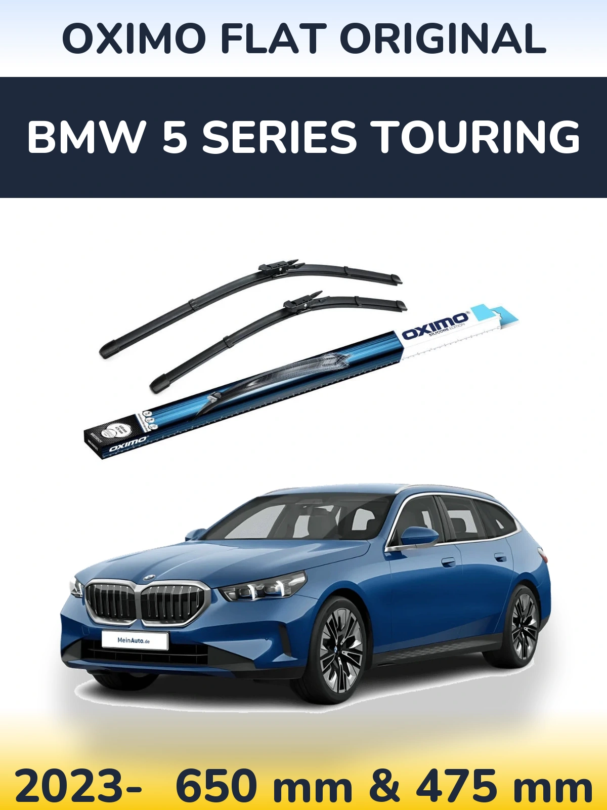 Комплект передних дворников Oximo Flat Original 650 & 475 мм для BMW 5 Series Touring 2023-2026