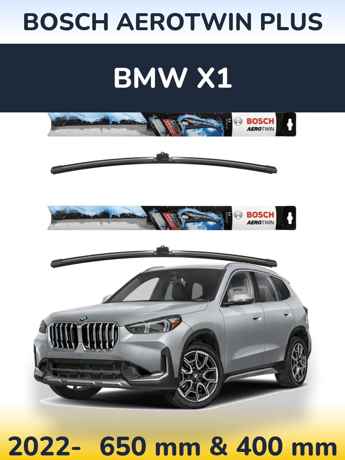 Komplet przednich wycieraczek BOSCH AeroTwin Plus 650 & 400 mm do BMW X1 2022-2026