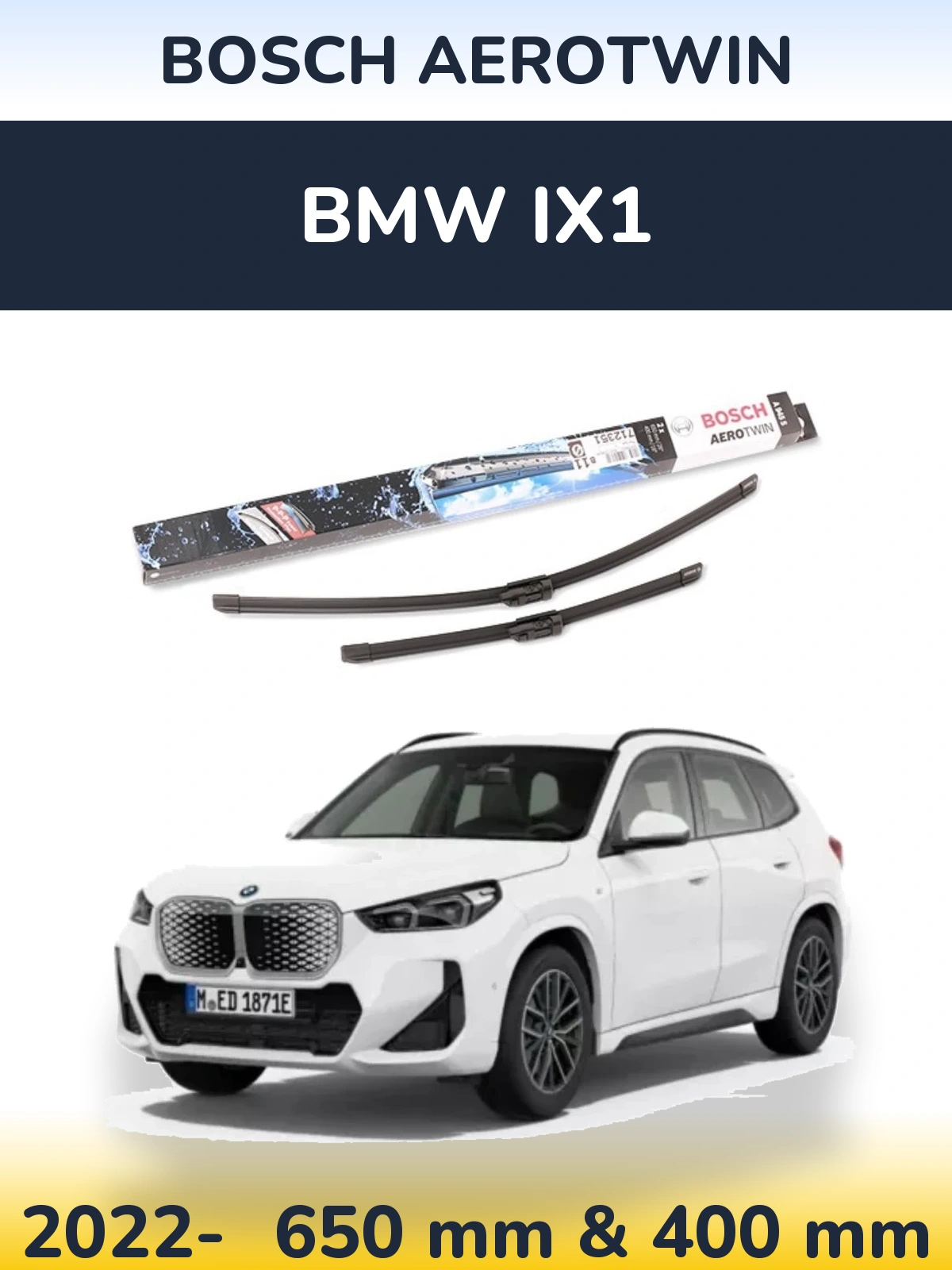 Komplet przednich wycieraczek BOSCH AeroTwin 650 & 400 mm do BMW iX1 2022-2026