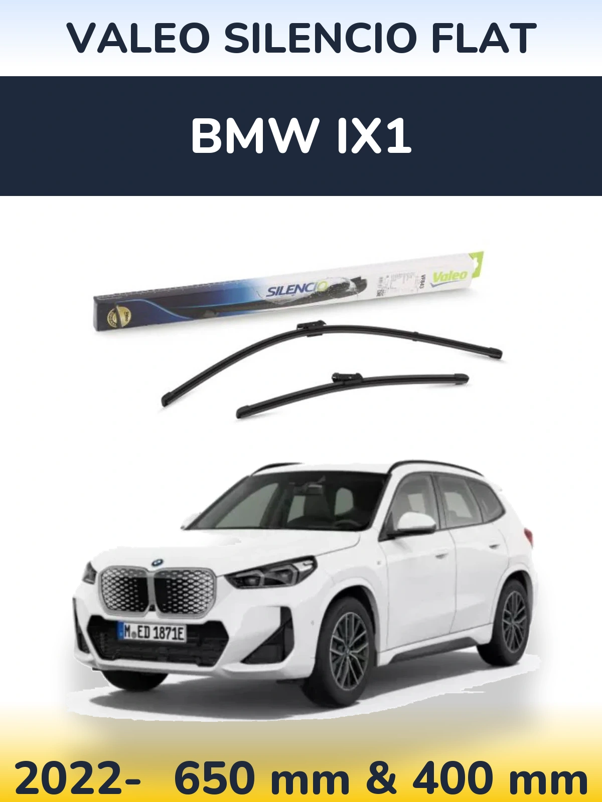 Front wiper blade set Valeo Silencio Flat 650 & 400 mm for BMW iX1 2022-2026