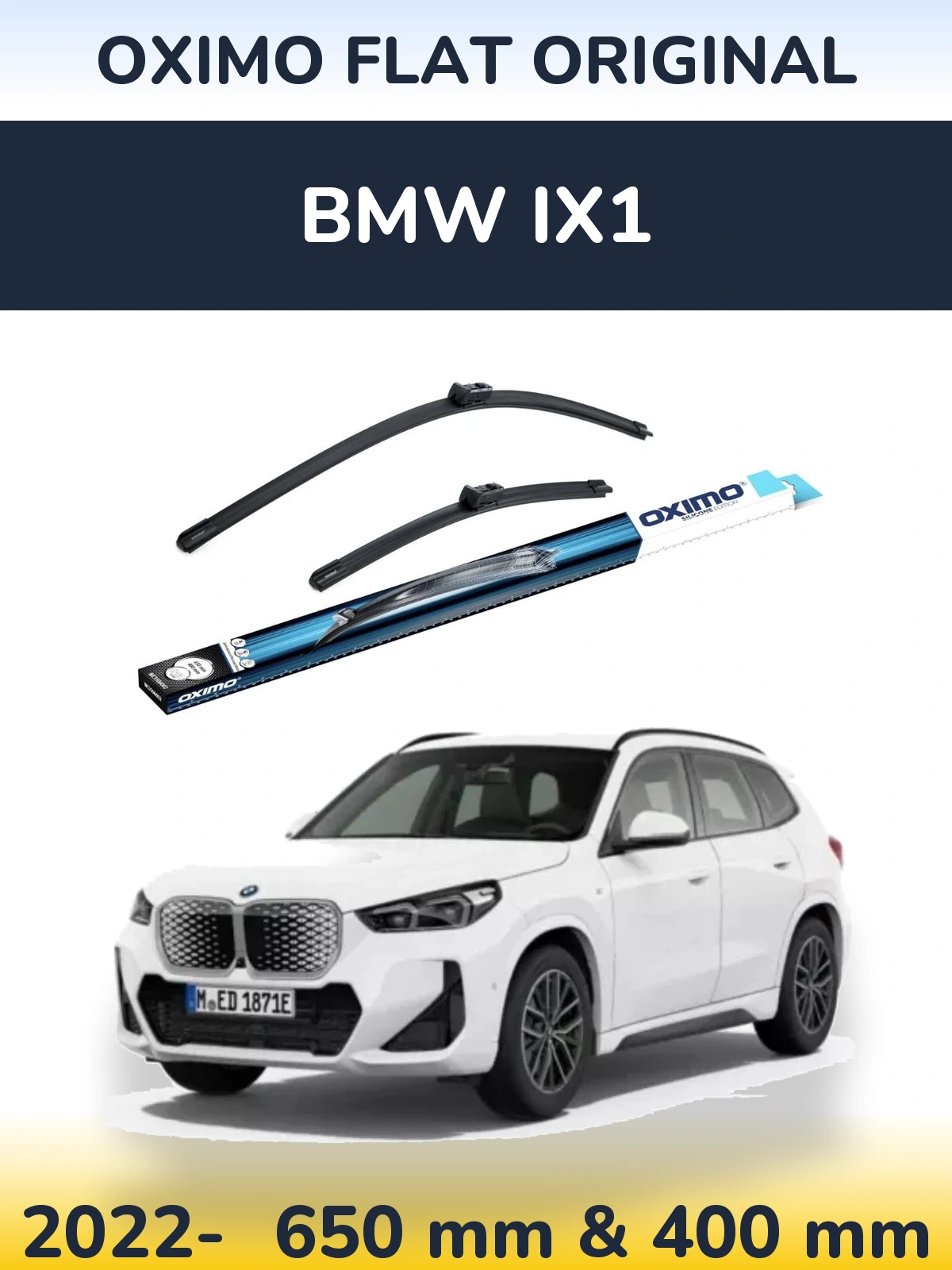 Front wiper blade set Oximo Flat Original 650 & 400 mm for BMW iX1 2022-2026
